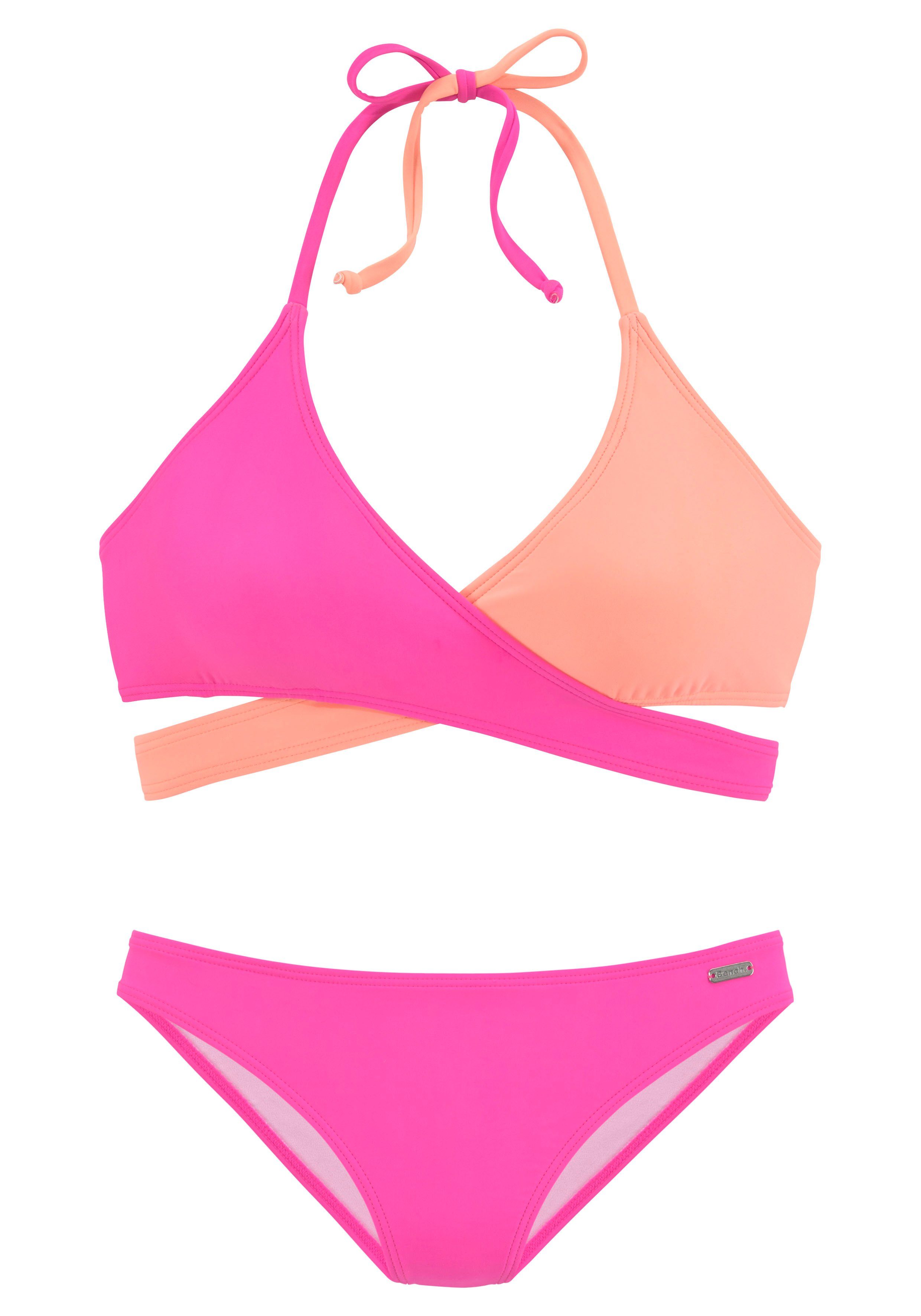 Bench. Triangel-Bikini gewickelt in zweifarbigem Design günstig online kaufen
