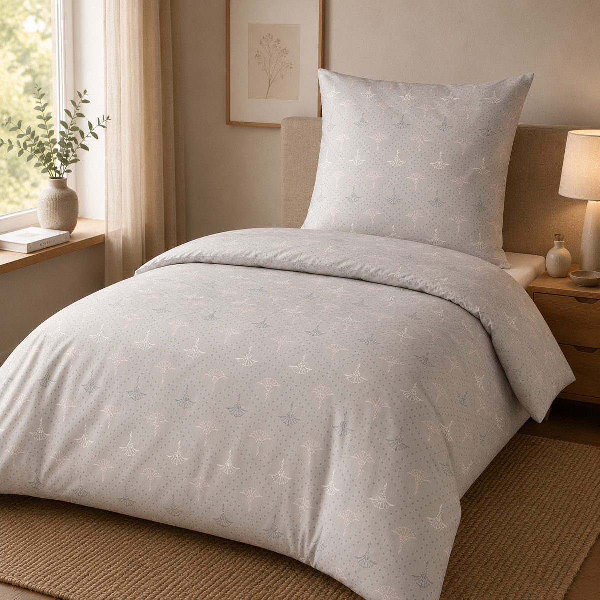 JOOP! Bettwäsche JOOP! Comfort Satin Bettwäsche 4117-9 Cornflower Charm stone 135x200, Comfort Satin, 2 teilig, Mit Reißverschluss