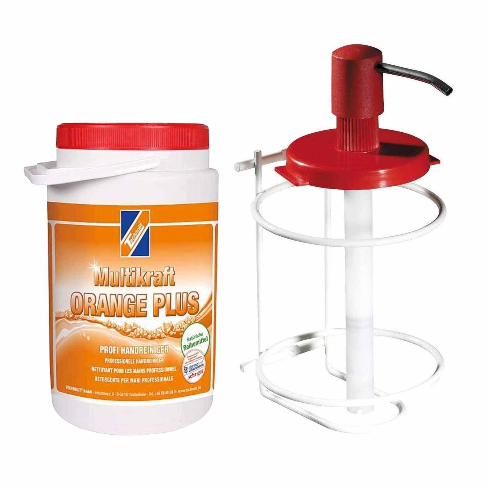 TECHNOLIT® Handcreme Multikraft ORANGE Plus 3 Liter, Handreiniger inklusive Spender-System