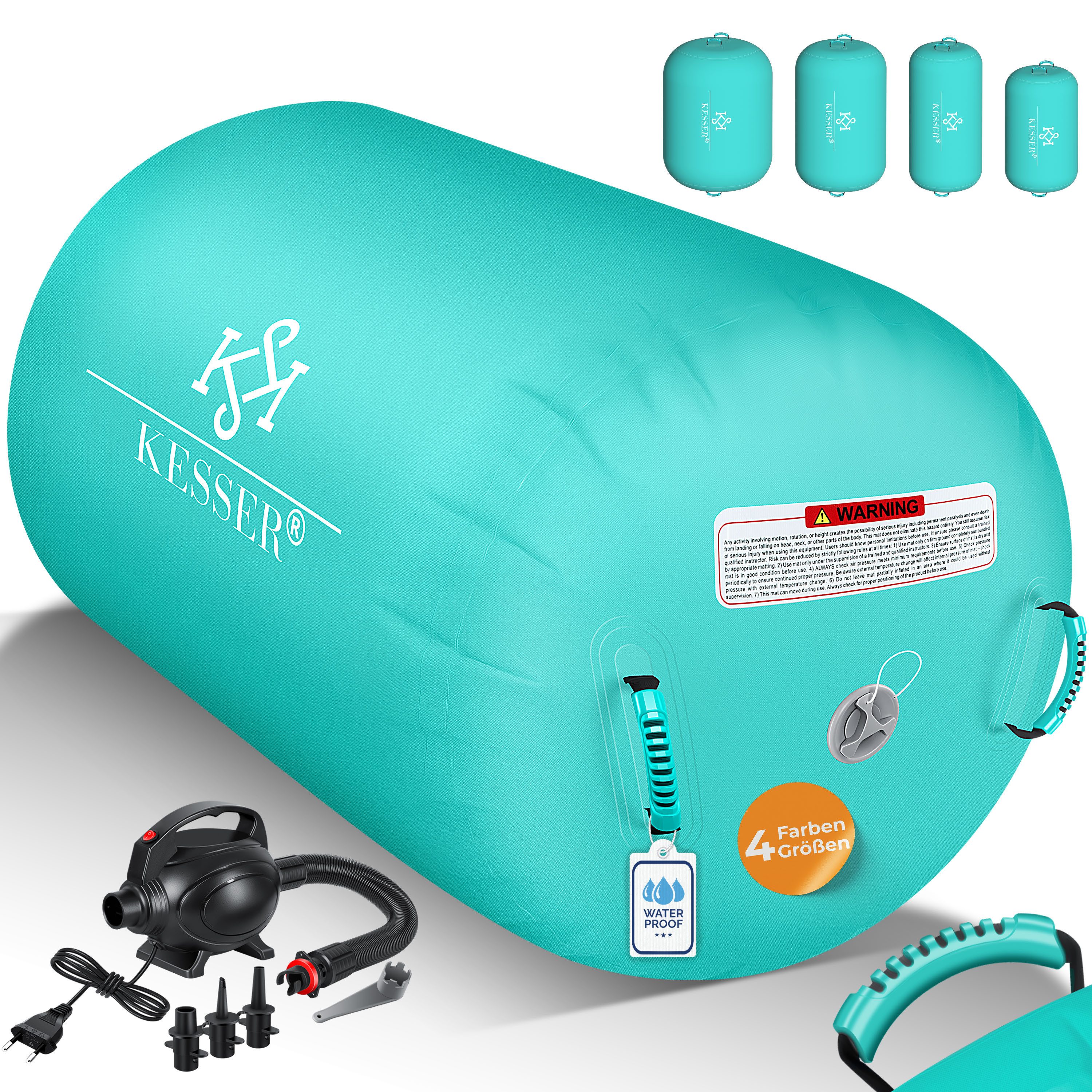 KESSER Gymnastikmatte, Aufblasbare Air Roll Airtrack, Gymnastik-Rolle inkl. Tragetasche
