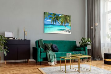 Sinus Art Leinwandbild 120x80cm Wandbild auf Leinwand Palmen Sonnenschein Insel Karibik Somme, (1 St)