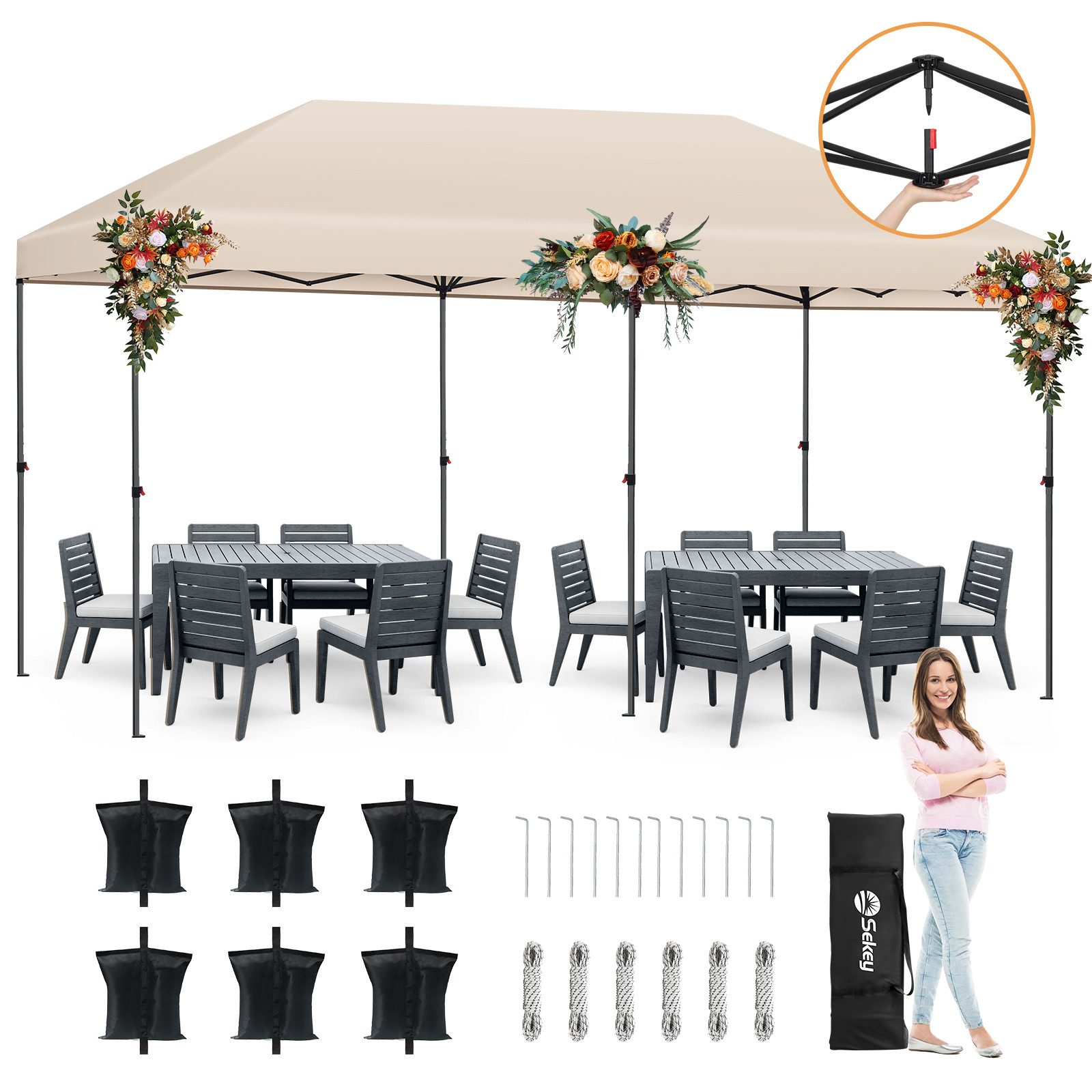 Sekey Faltpavillon Pavillon 3x6 Festzelt Gartenpavillon günstig online kaufen