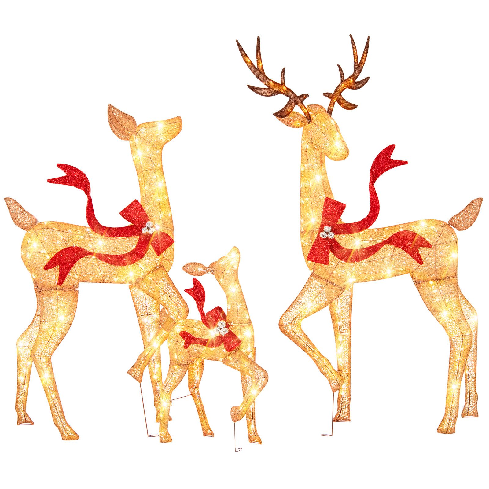 COSTWAY Weihnachtsfigur, 3tlg. LED Rentier mit günstig online kaufen