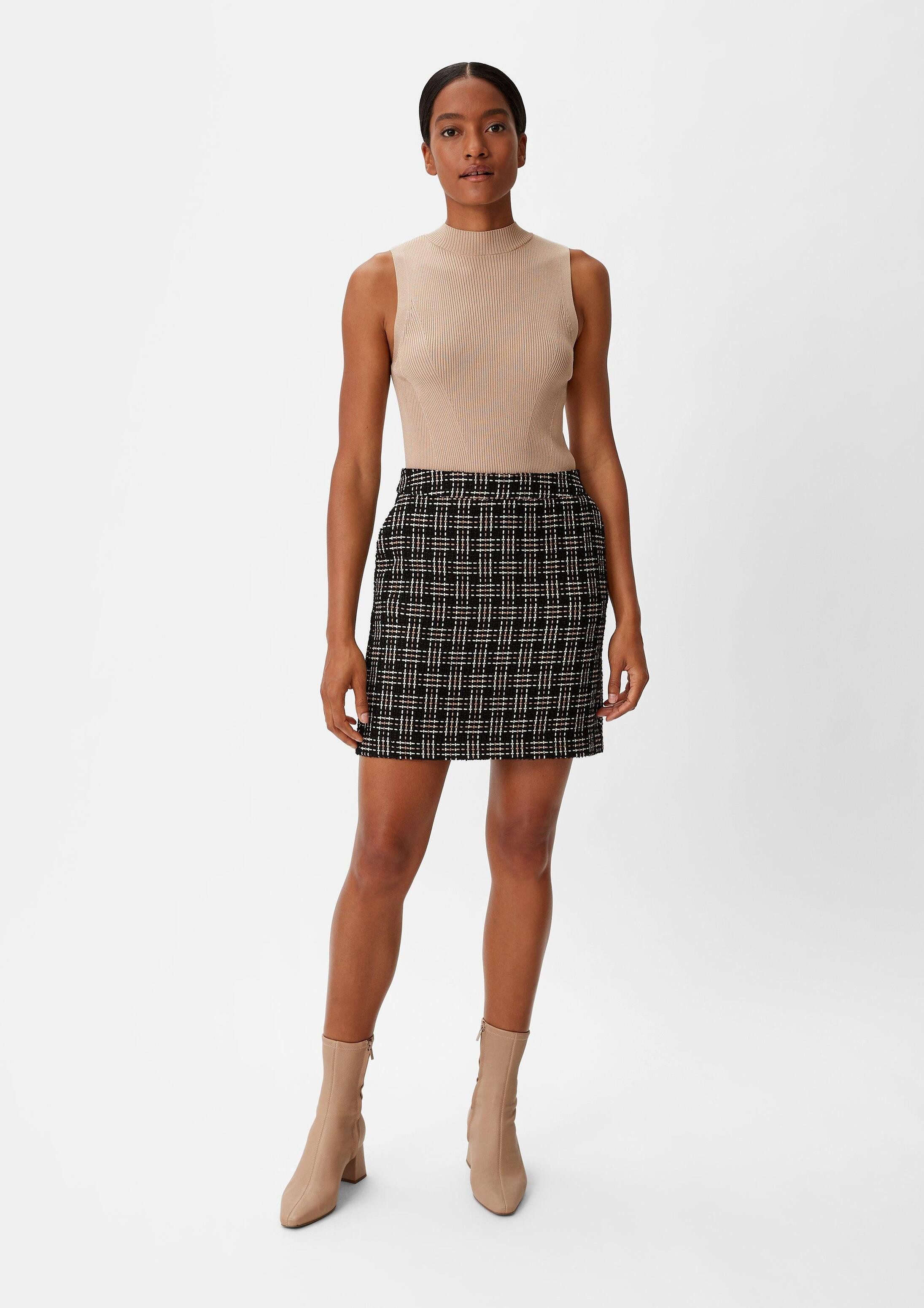 comma Minirock Rock Rock aus Multicolor-Tweed