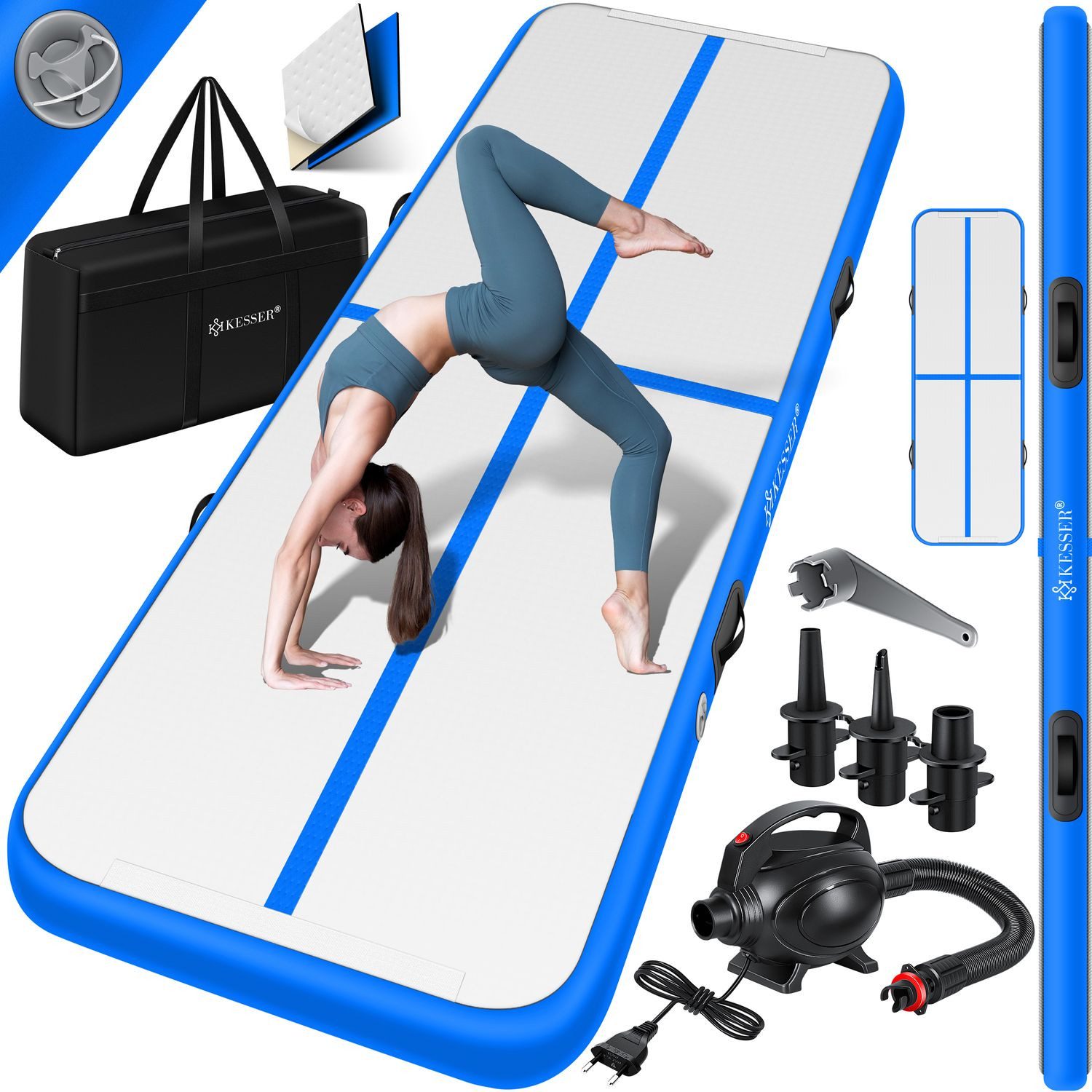 KESSER Turnmatte, Turnmatte Aufblasbar Airtrack Fitness-Matte Gymnastikmatte