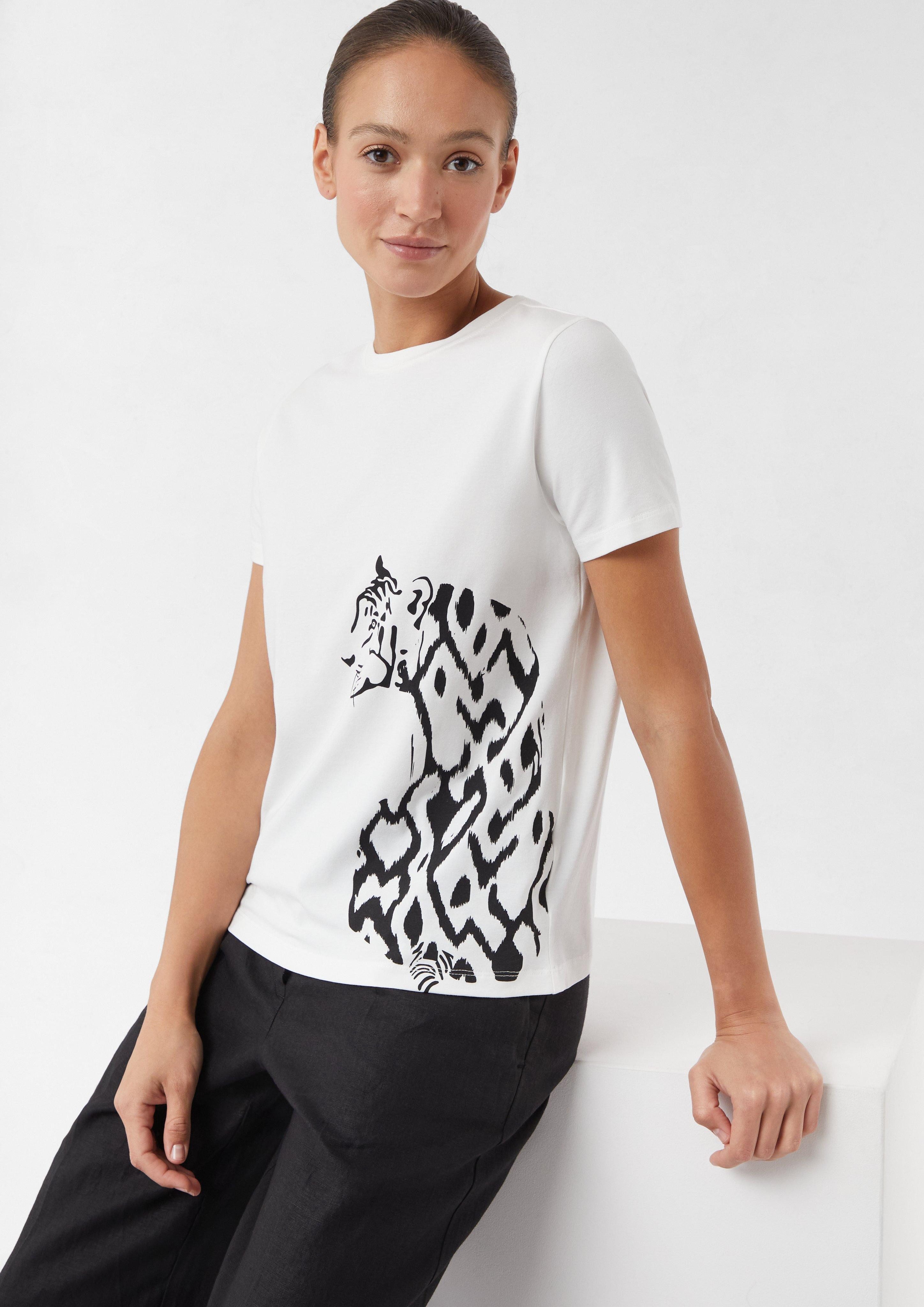 Comma Kurzarmshirt T-Shirt aus Baumwollmix mit günstig online kaufen