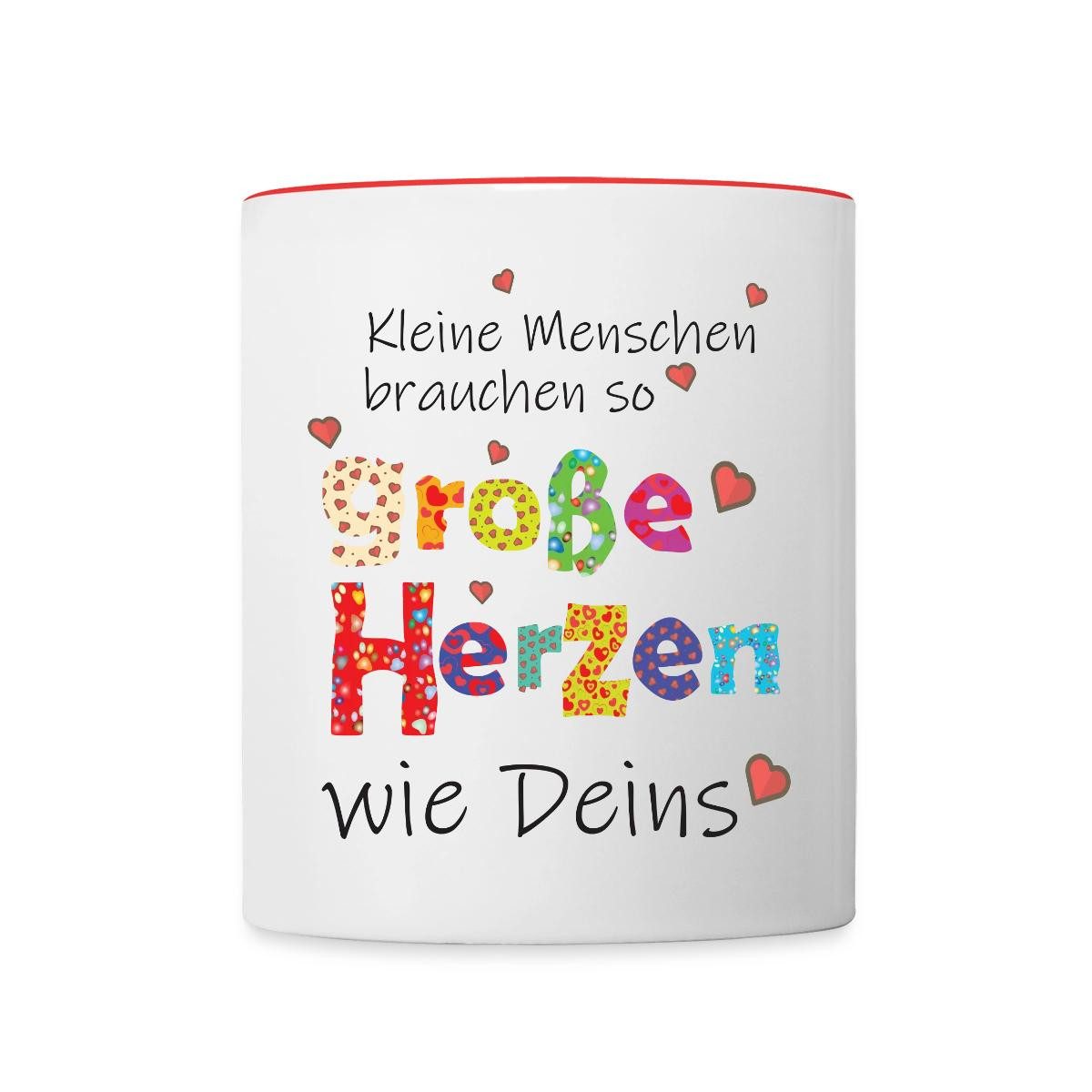 Spreadshirt Tasse Große Herzen Abschiedsgeschenk Erzieherin Lehrerin Tasse Zweifarbig, Keramik