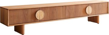 DELIFE Lowboard Surimu, Akazie Hellbraun 200 cm 4 Türen Kork-Griff Holzfüße Lowboard