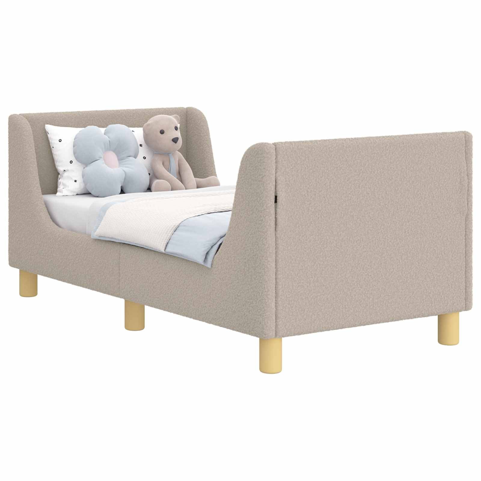 vidaXL Bett Kinderbettgestell mit Kopfteil Hellgrau 70 x 140 cm Schafstoff günstig online kaufen