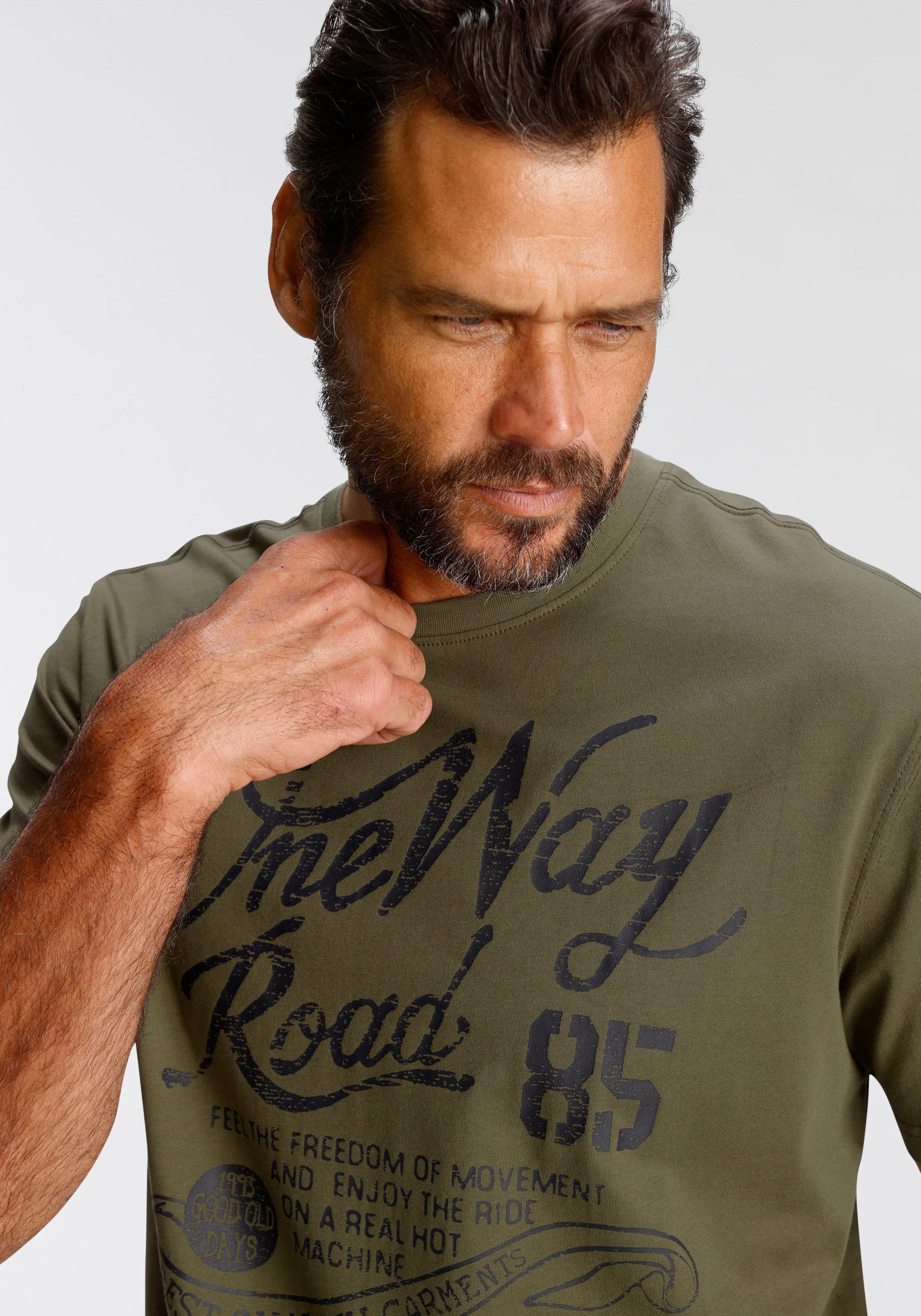 Man's World T-Shirt Kurzarm, Regular Fit, mit Print, Rundhals, im Used-Look
