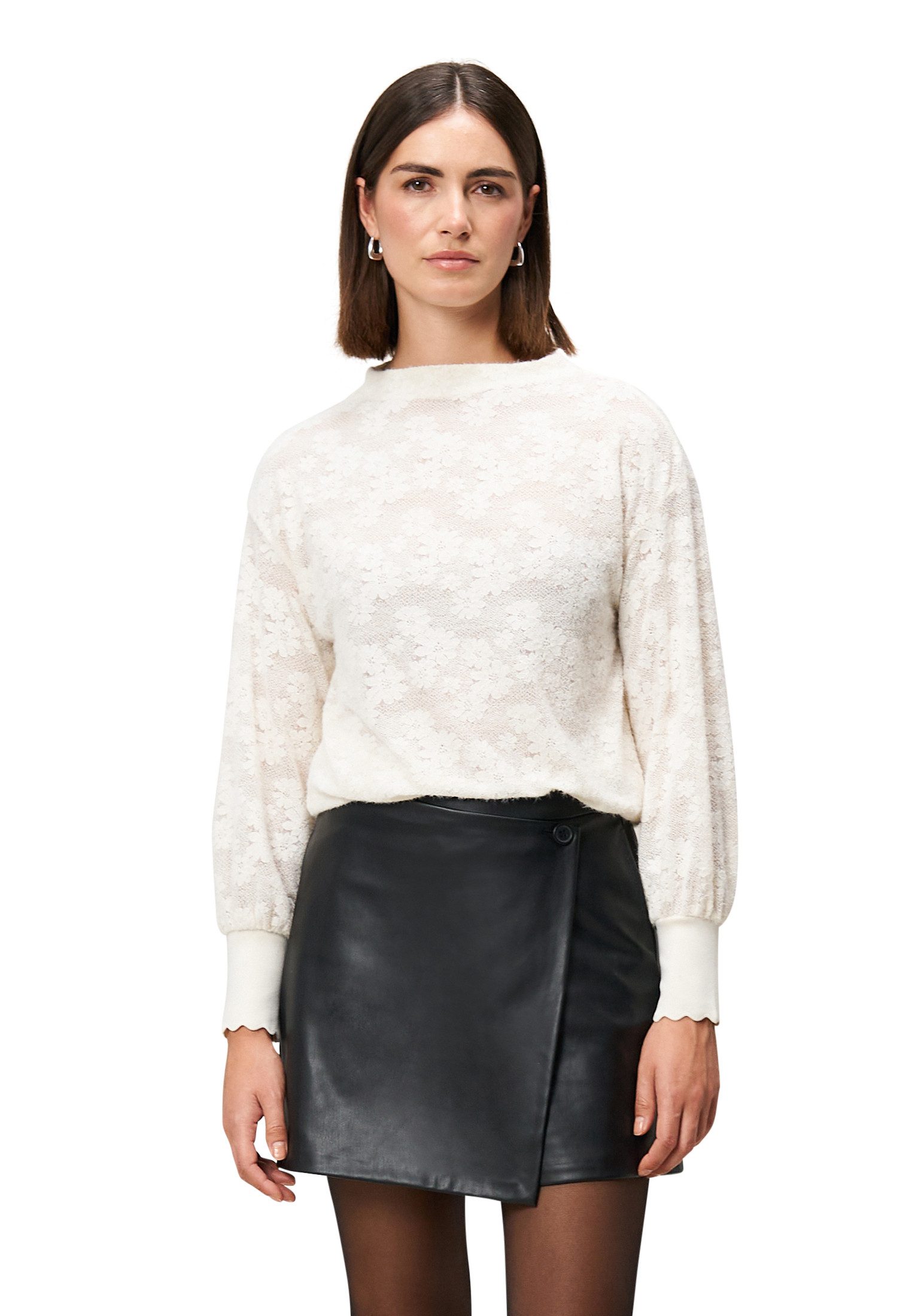 Zero Sweatshirt Damen Sweatshirt mit Blumenspitze günstig online kaufen