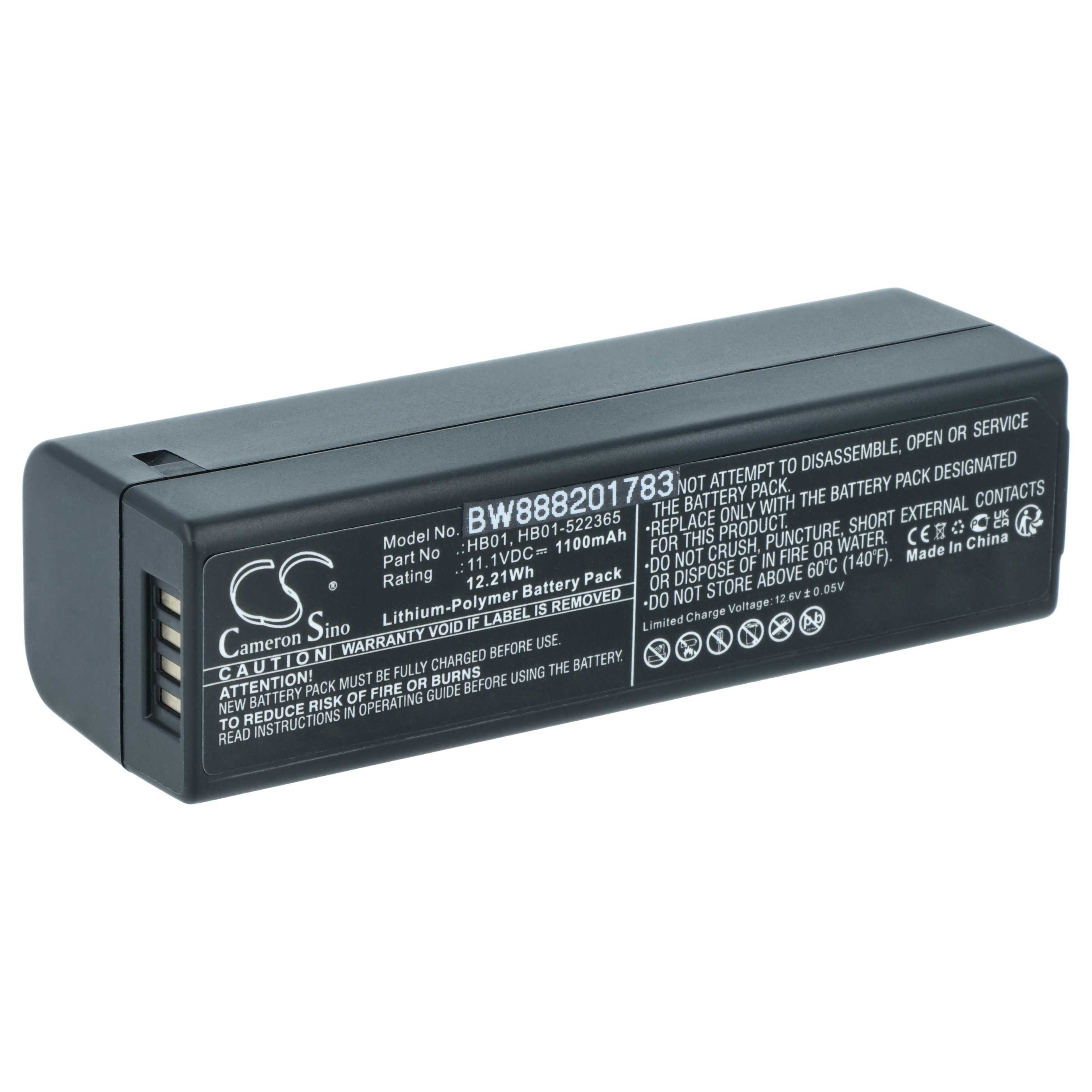 vhbw Akku Ersatz für DJI HB01, HB01-522365 für Kamera (1100 mAh, 11,1 V, Kamera-Akku Akku Li-Polymer 1100 mAh (11,1 V, 1 St), Leistungsfähiger Austausch-Akku für Digitalkamera, Spiegelreflexkamera