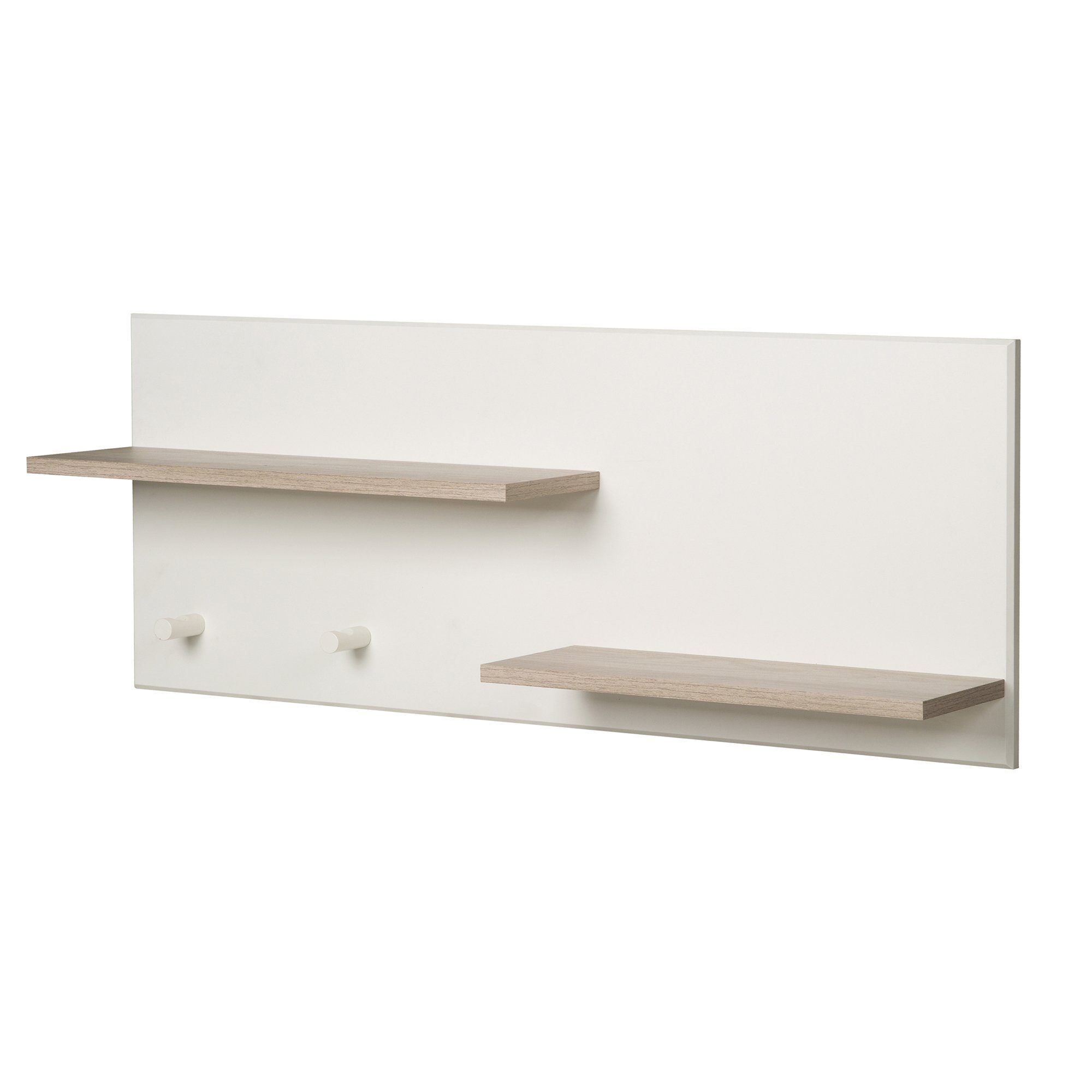 roba® Wandregal Felicia, Wandboard, 2 Ablagen, 2 Haken, weiß/ Luna Elm günstig online kaufen