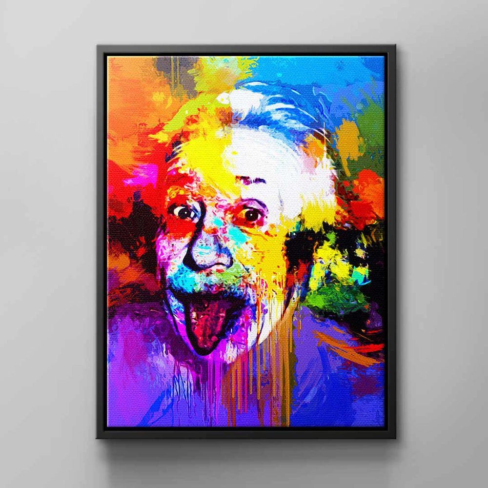 DOTCOMCANVAS® Leinwandbild, Abstraktes Einstein Wandbild von schwarzer Rahmen