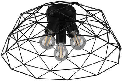 TRIO Leuchten Deckenleuchte Haval, Leuchtmittel wechselbar, 3-flammige Deckenlampe (E27) mit Metallschirm, Ø 45cm
