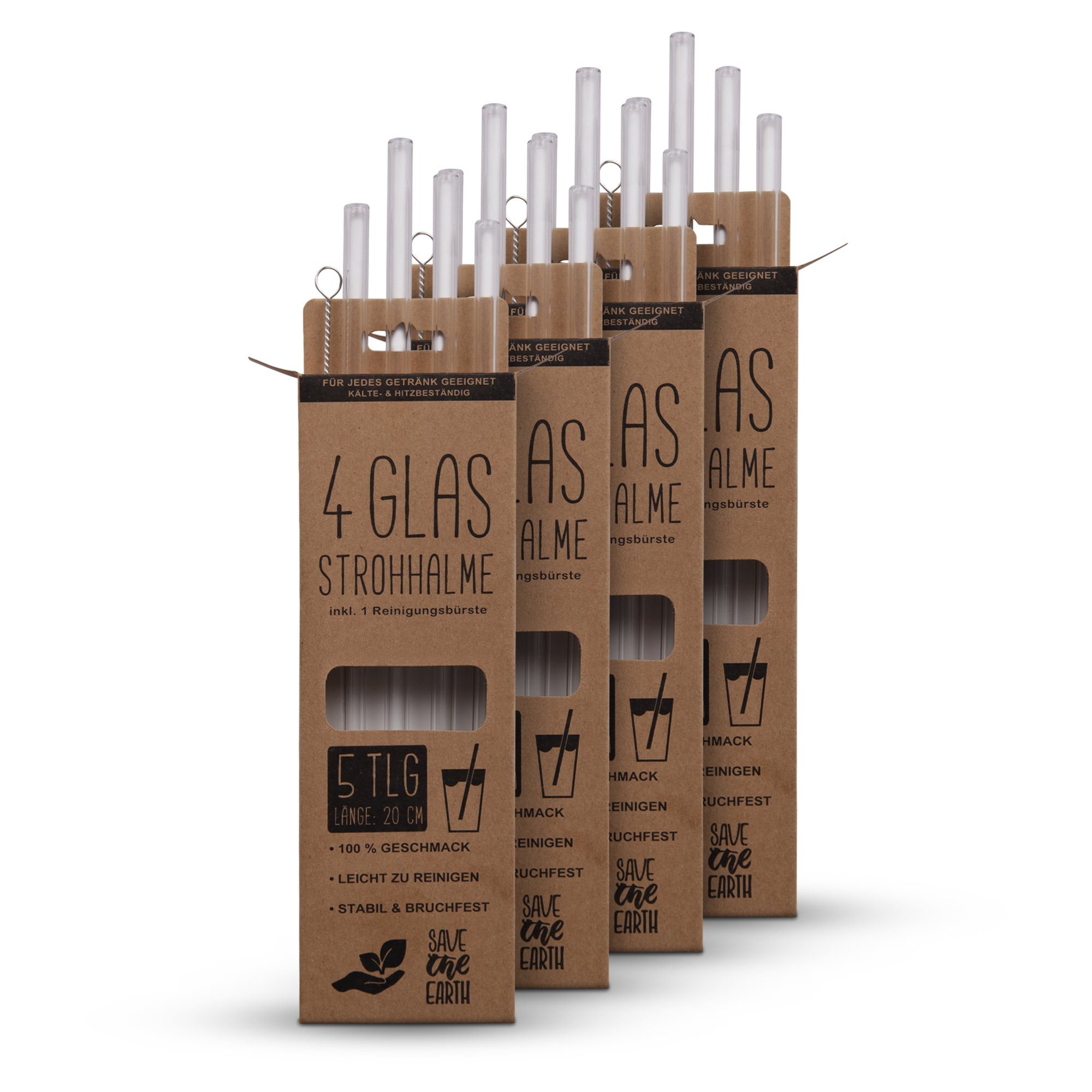 Bestlivings Trinkhalme aus Glas 20 cm (16er Pack inkl. Reinigungsbürste), (Set, 16-tlg), 100% Glas, kälte- und hitzebeständig, stabil, bruchfest