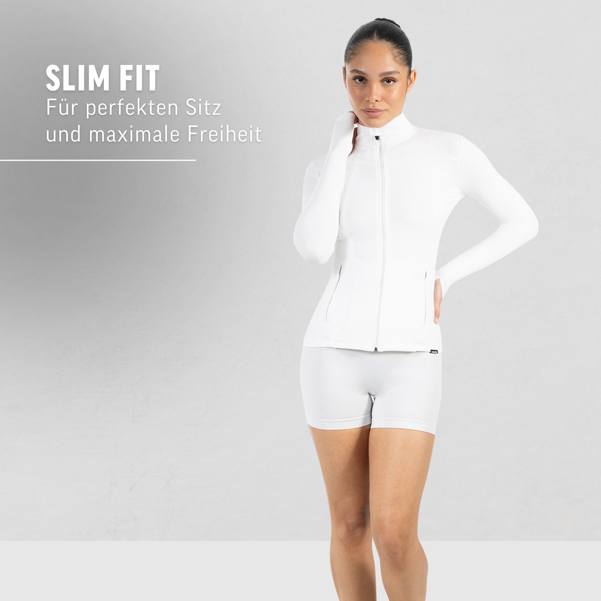 Smilodox Trainingsjacke Kenna, Sportjacke mit tailliertem Schnitt, Windbreaker Laufjacke Sport Oberteil Daumenlöcher Activewear Atmungsaktiv Freizeit Fitness