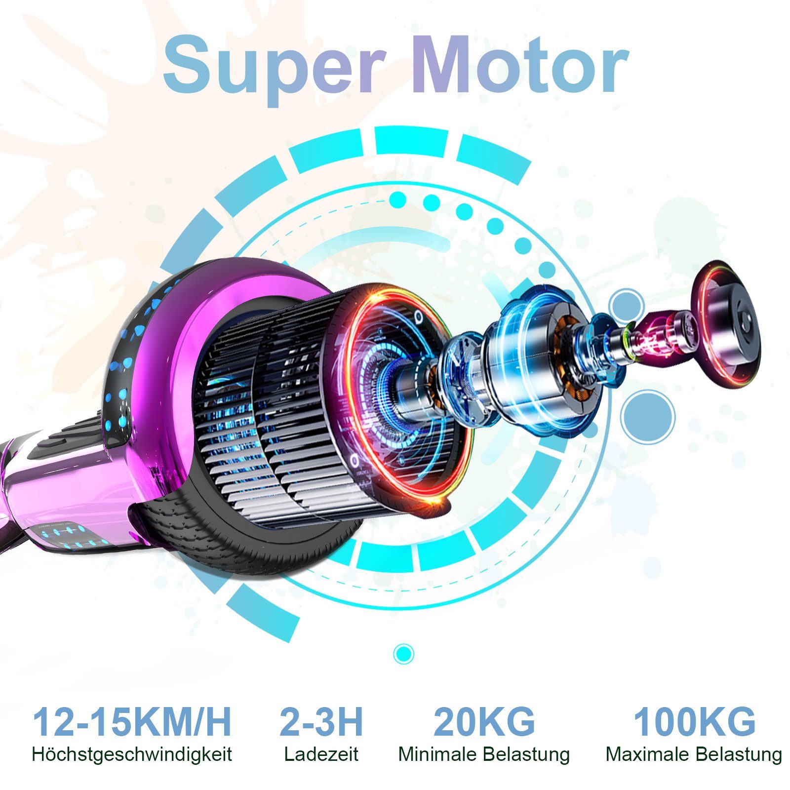 RCB Balance Scooter Kart Set, 6,5 Zoll Hoverboard mit Sitz für Kinder, Hoverboard mit Go-Kart, 120,00 W, 12,00 km/h, bis zu 10 km Reichweite, keine Straßenzulassung