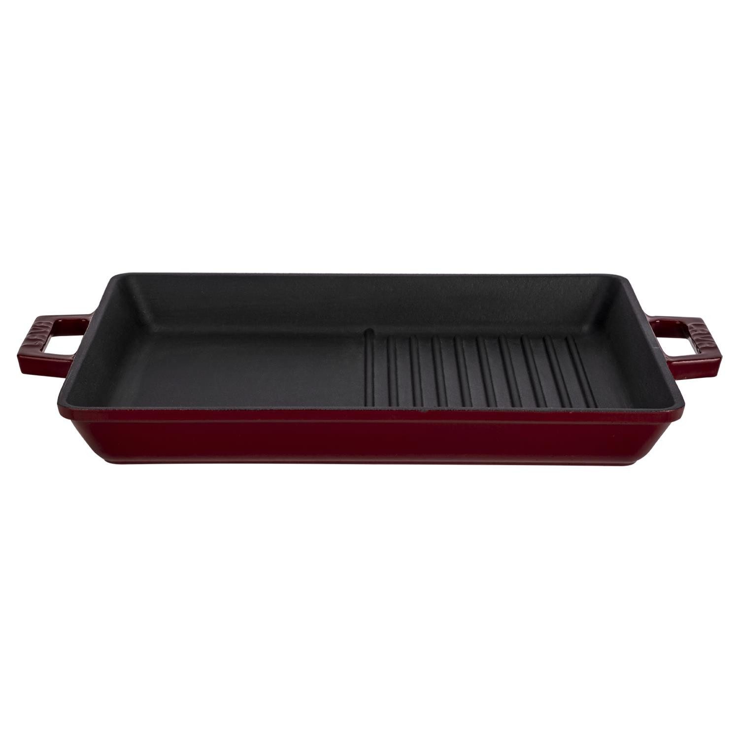 LAVA Grillpfanne LAVA emaillierte Gusseisen Grillpfanne 26x32 cm, Duo-Fläche, 2,29 L, Gusseisen (1-tlg), emailliertes Gusseisen, backofengeeignet
