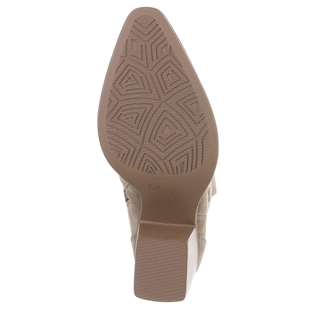 Ital-Design Damen Westernstiefel Echtleder mit Blockabsatz Westernstiefelette (92002333) Blockabsatz Stiefeletten in Hellbraun
