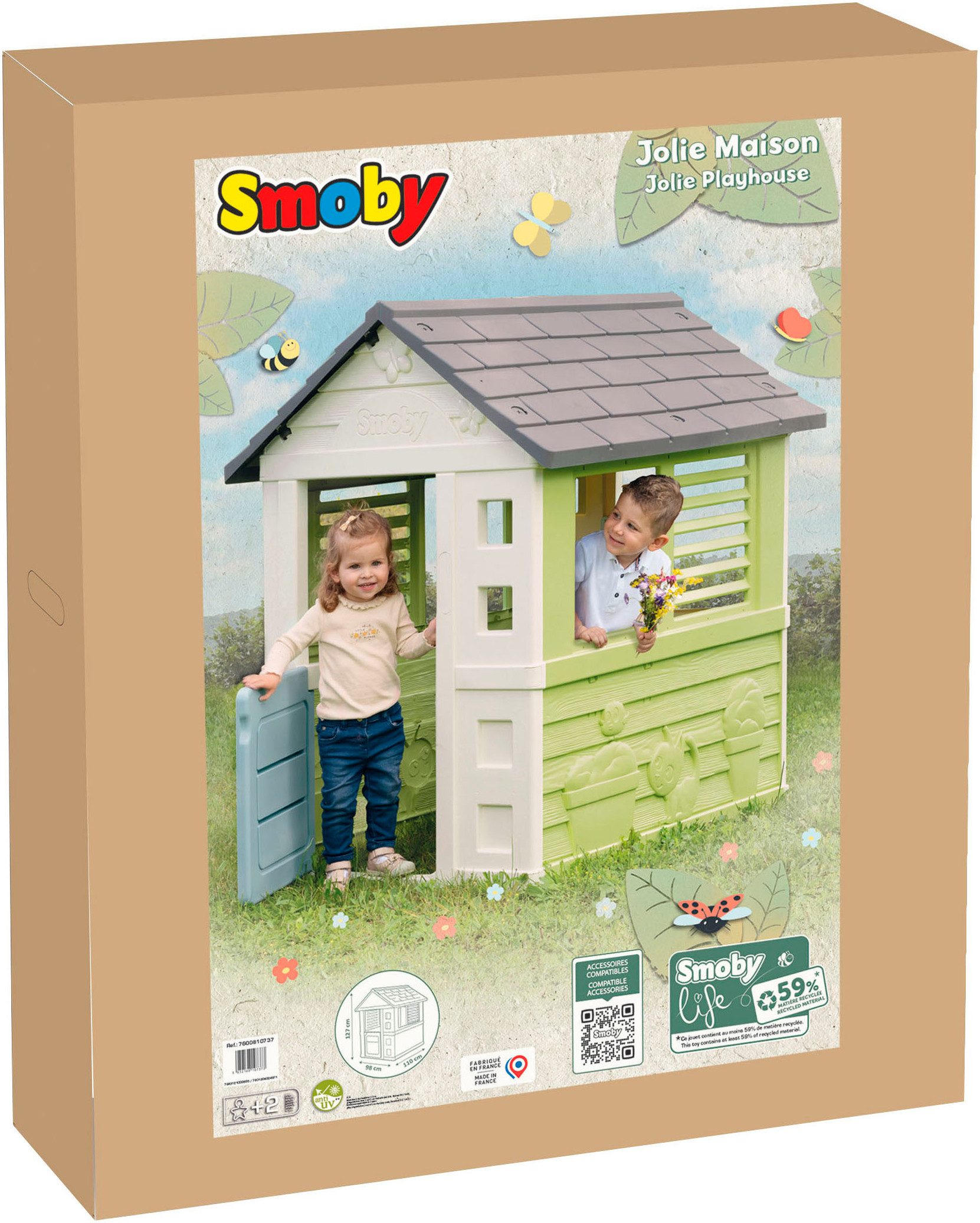 Smoby Spielhaus Smoby Life, Spielhaus Jolie, UV- und witterungsbeständig; Made in Europe