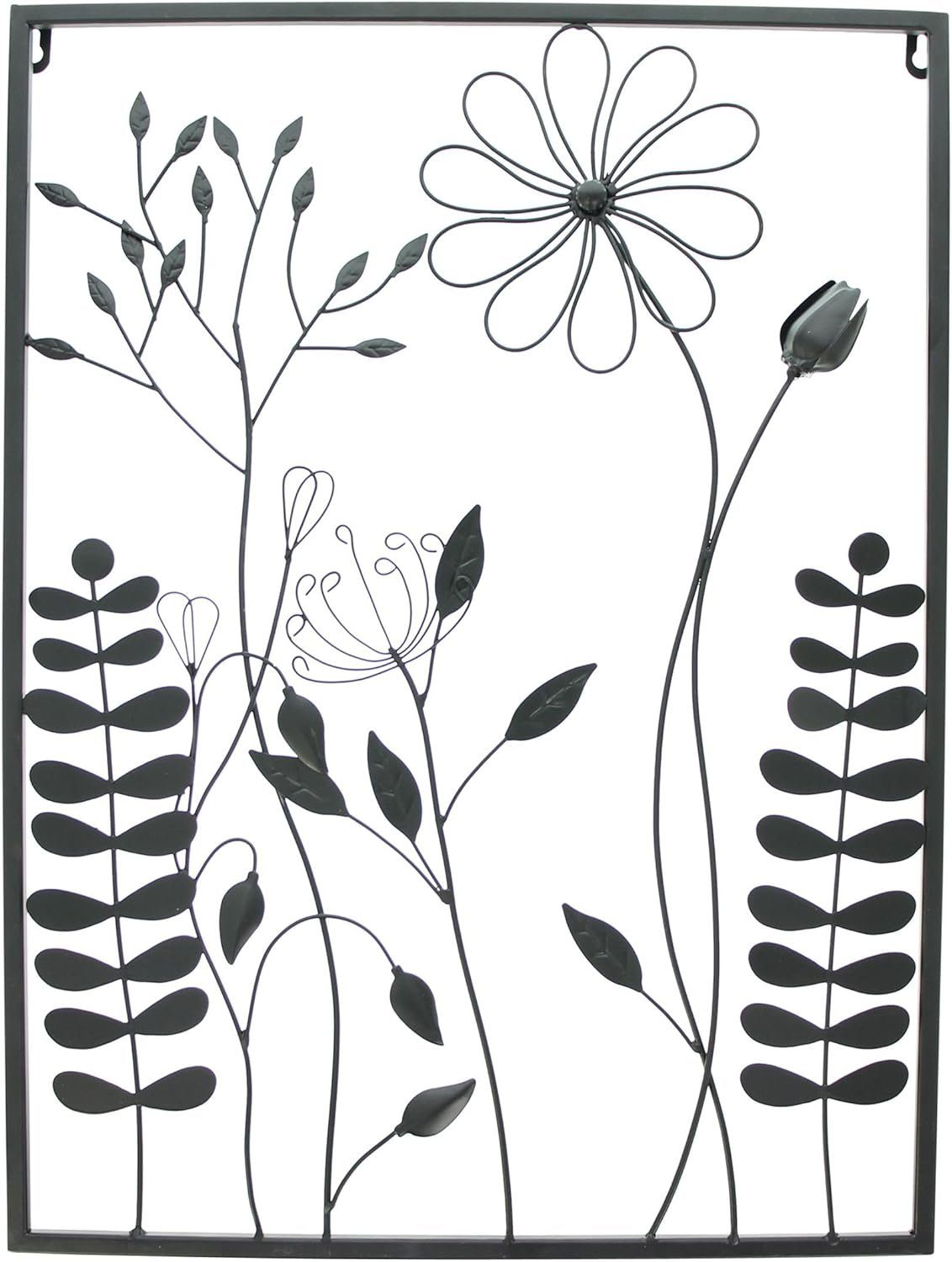 Dekoleidenschaft Metallbild 3D Wandbild "Black Flowers" günstig online kaufen