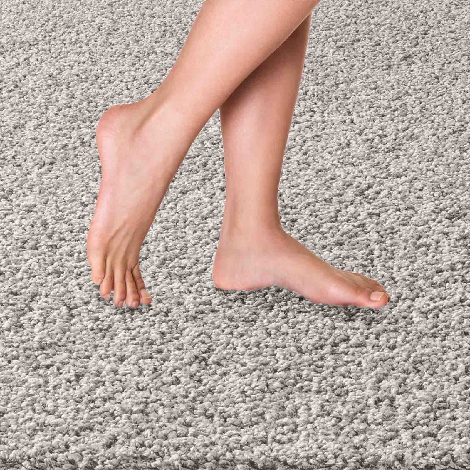 TaCa Home Langflor-Teppich Waschbarer Langflor-Teppich Rutschfest, rund, Höhe: 30 mm, Badematte Wohnzimmer Badezimmer Küche Flur, Grau - 120 cm rund