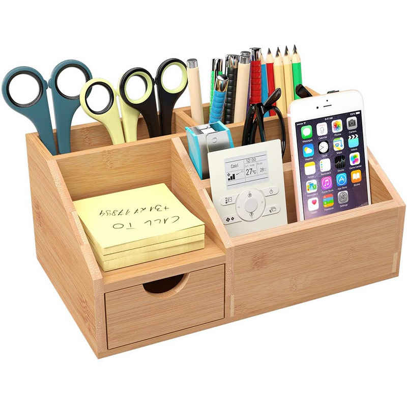 Homfa Organizer (Schreibtisch Organizer Desktop Aufbewahrungsbox), mit 5 Ablagefächer und 1 Schublade für Büro 25x15x11cm