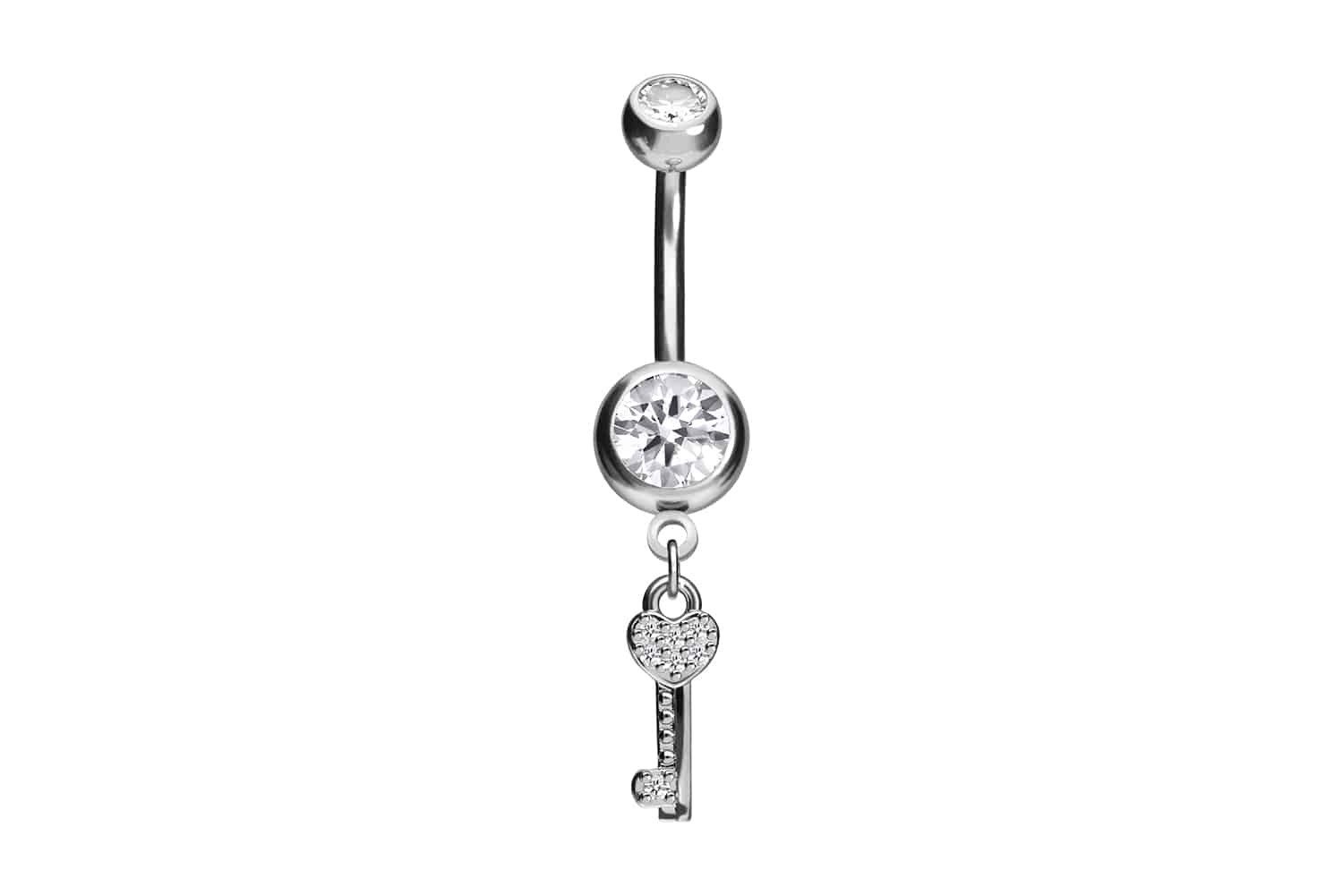 Bauchnabelpiercing Chirurgenstahl Bananabell mit Brass-Design SCHLÜSSEL