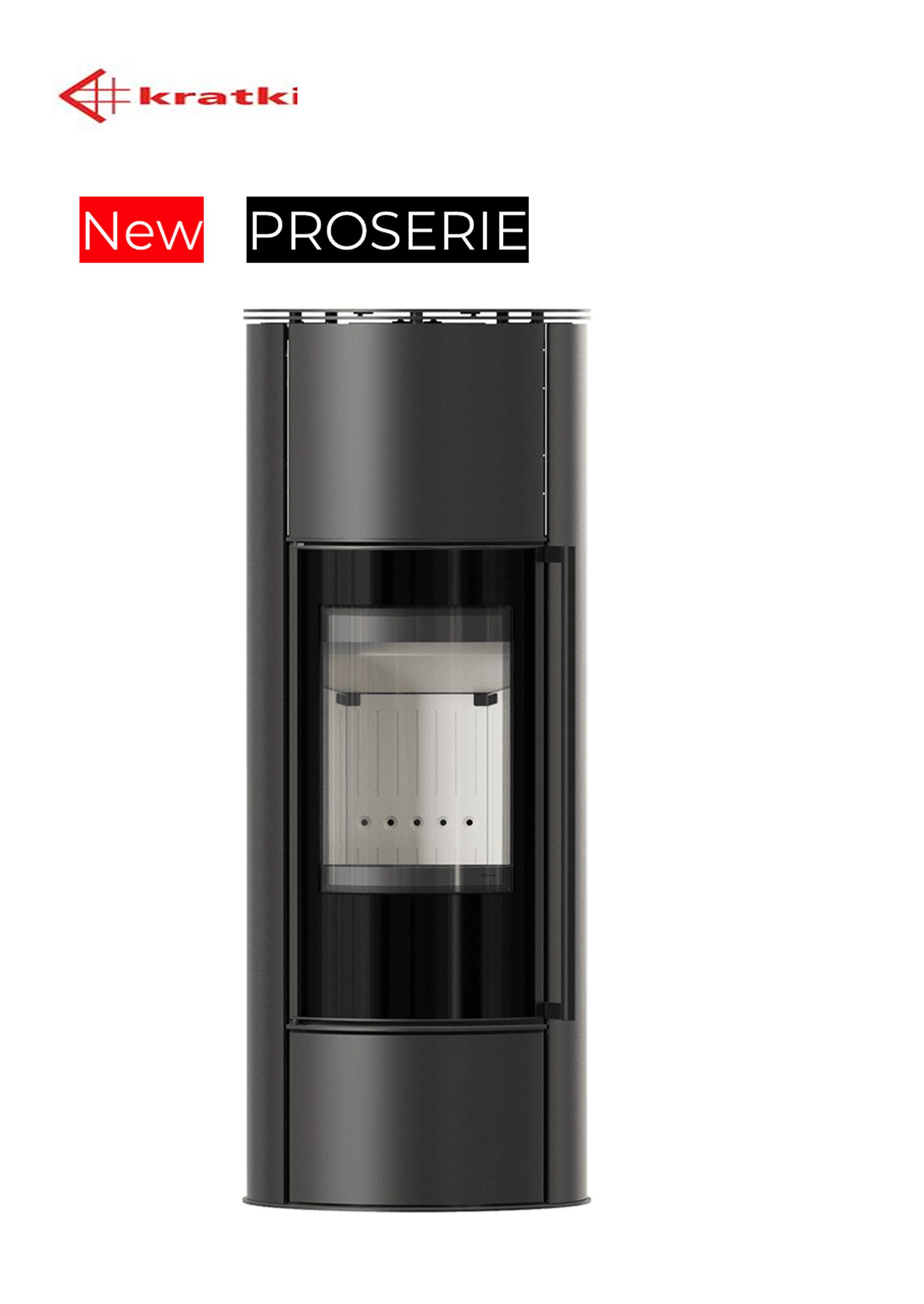 Kratki Kaminofen Kaminöfen aus Stahl ERIK Hoch BImSchV II, 7* Flamme Verte, 5,50 kW, Neuer Türgriff im Relingstyl