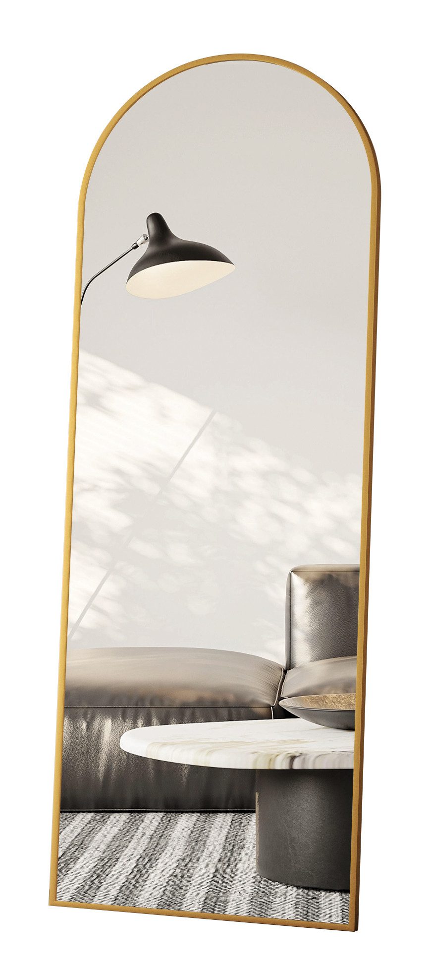 Standspiegel Ganzkörperspiegel Gold Bogen Wandspiegel groß 150x50cm