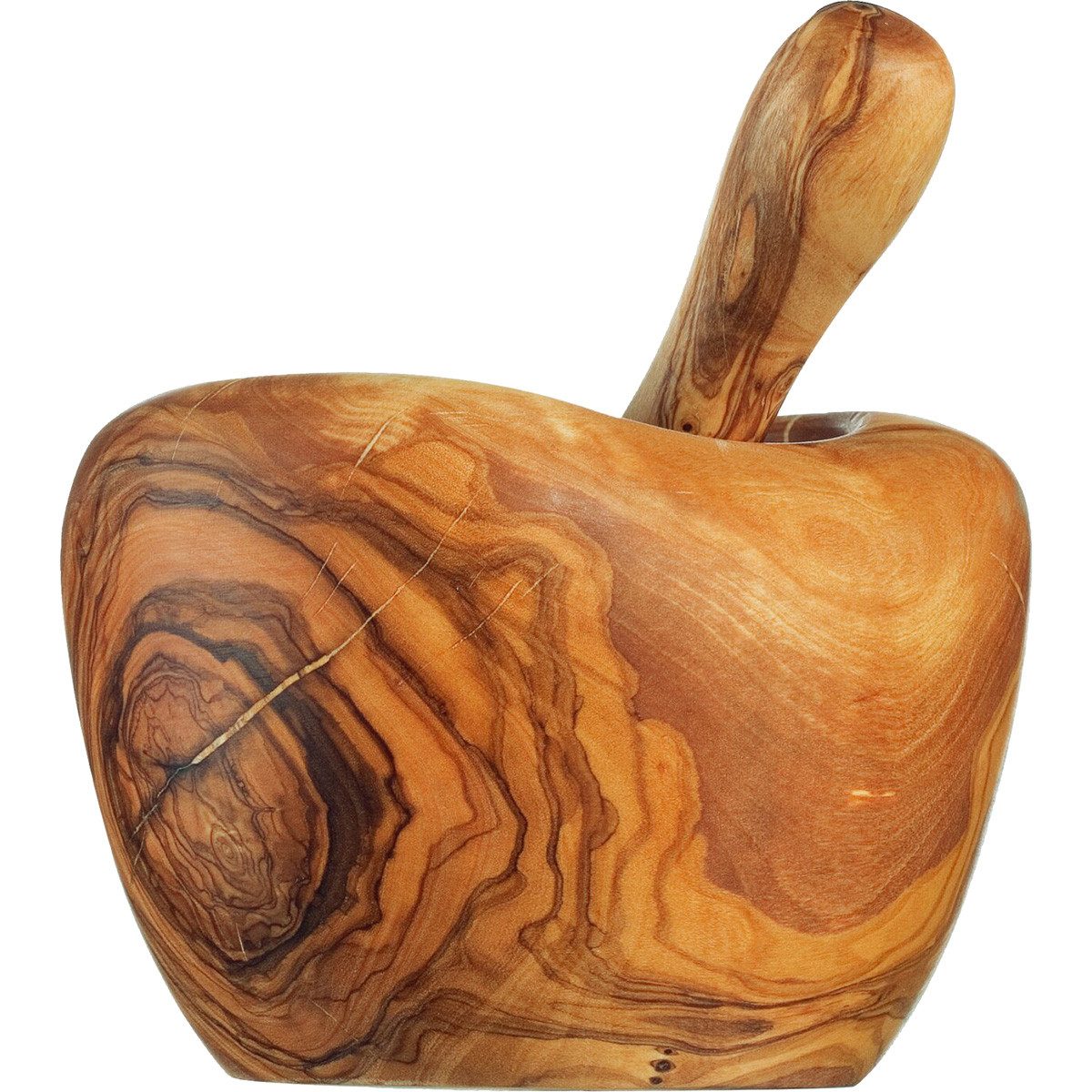 Mörser Mörser aus Olivenholz mit Stößel.