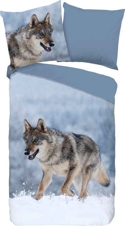 Wendebettwäsche Snow Wolf, good morning, Renforcé, 2 teilig, 100% Baumwoll-Renforcé