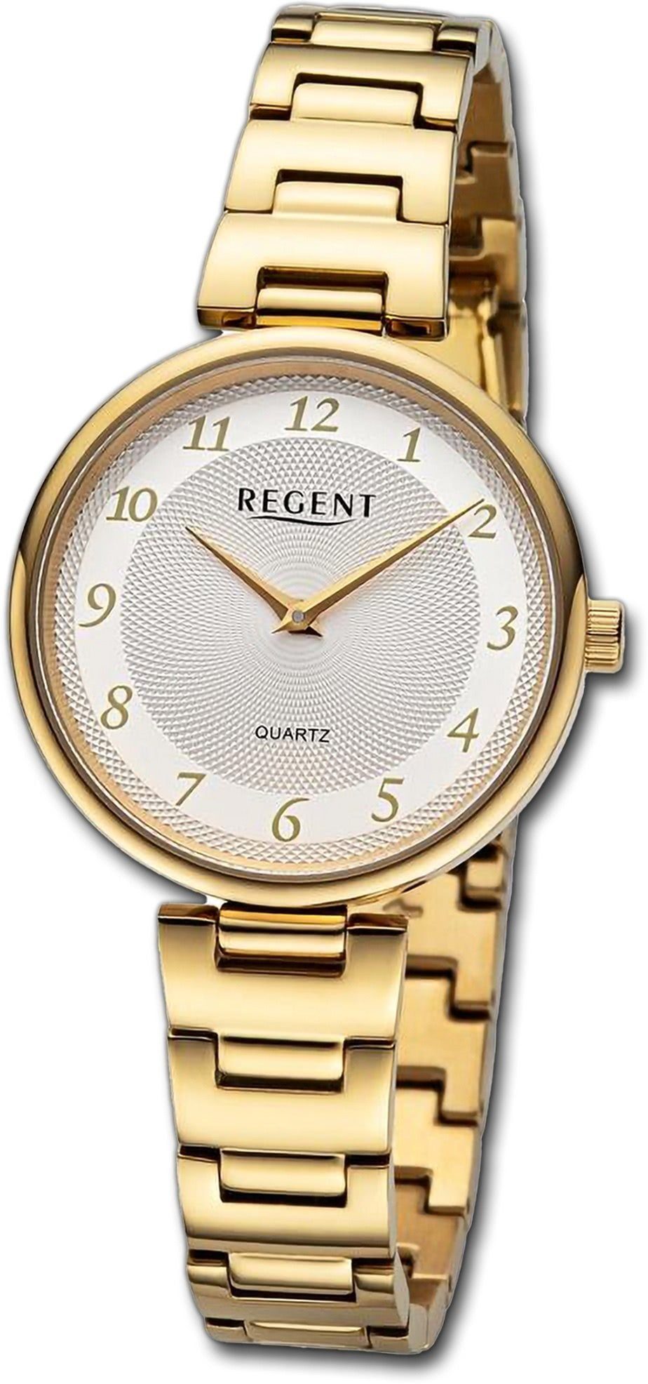 Quarzuhr Analog, rundes Regent extra Regent Damen Gehäuse, Armbanduhr (ca. 34mm) Metallarmband groß Damenuhr gold,