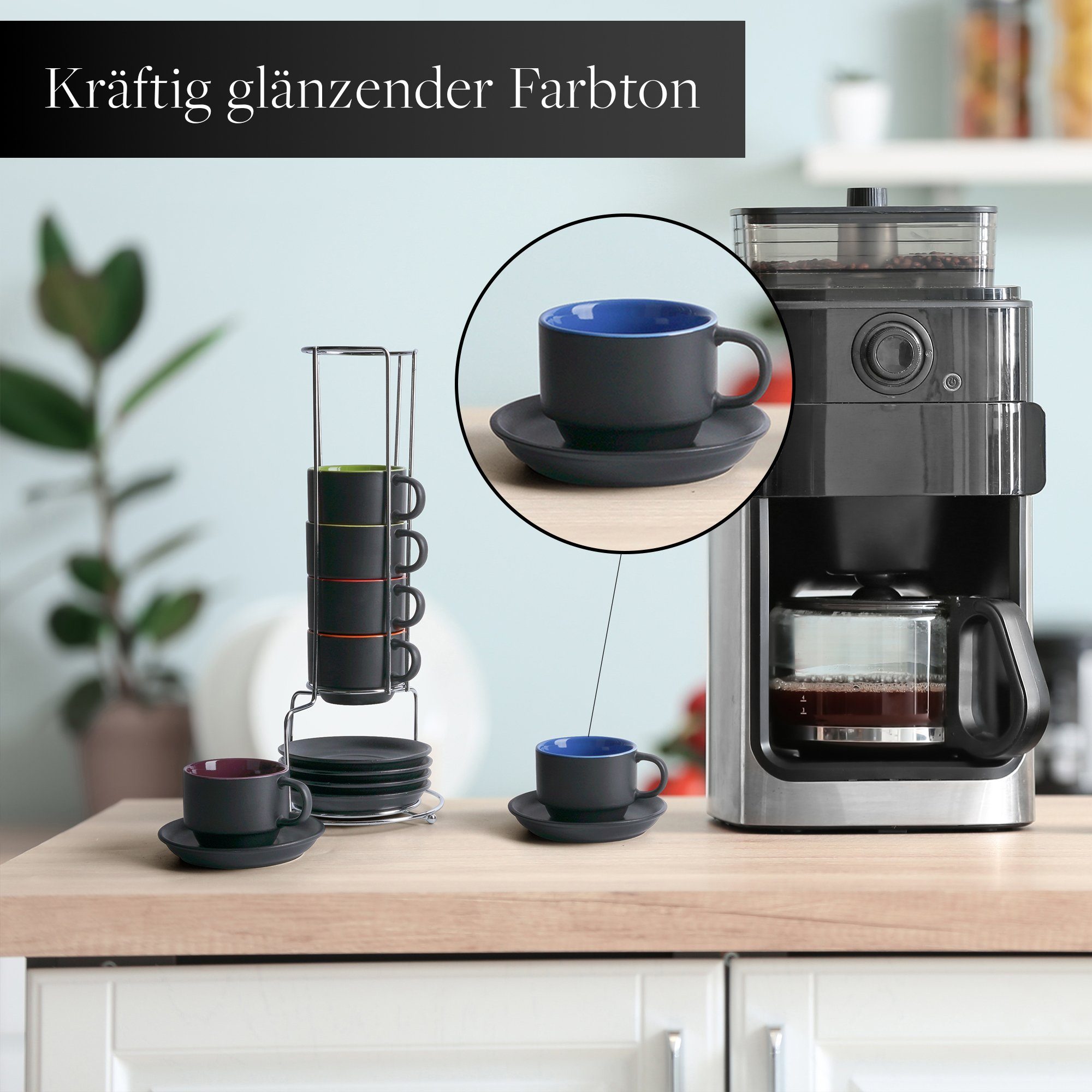 MiaMio Espressotasse Espressotassen Set Le Papillon Kollektion (6 x 75ml)