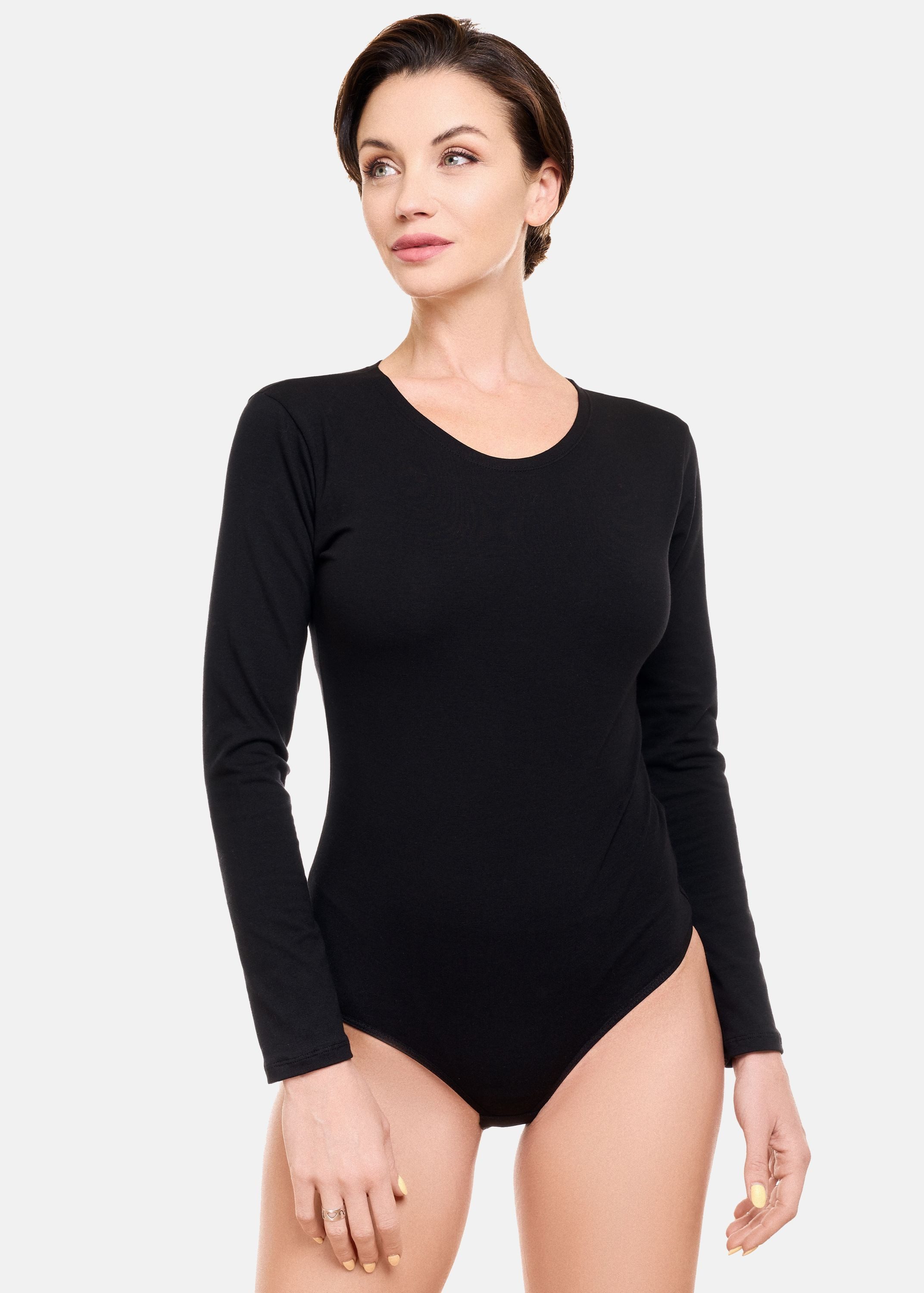 Evoni Body für Damen Langarm Blusenbody mit Rundhals