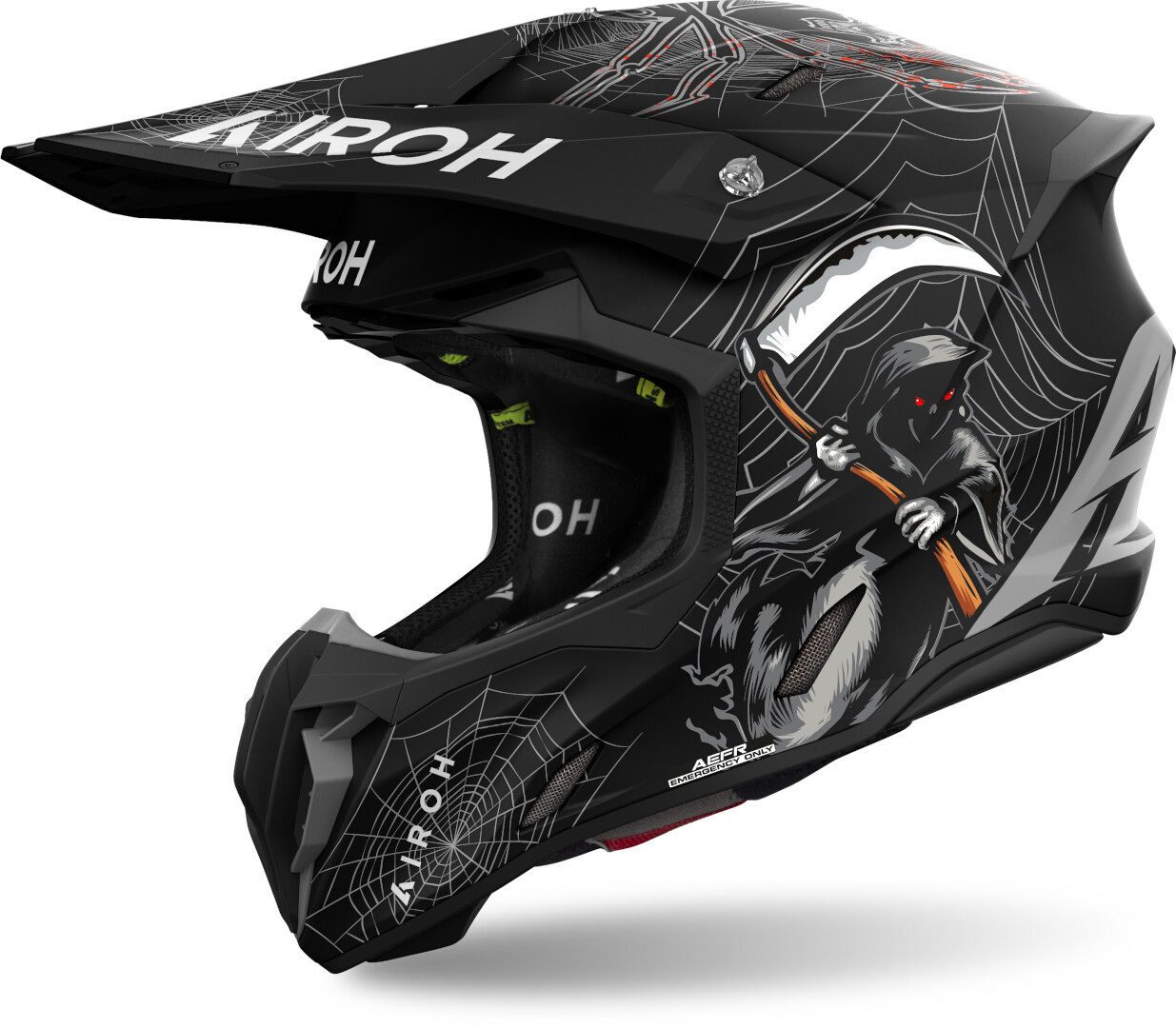 Airoh Motocrosshelm Twist 3 Arcade Motocross Helm, vorbereitet für Kommunikationssystem,Notfallsystem-Polsterung (EQ