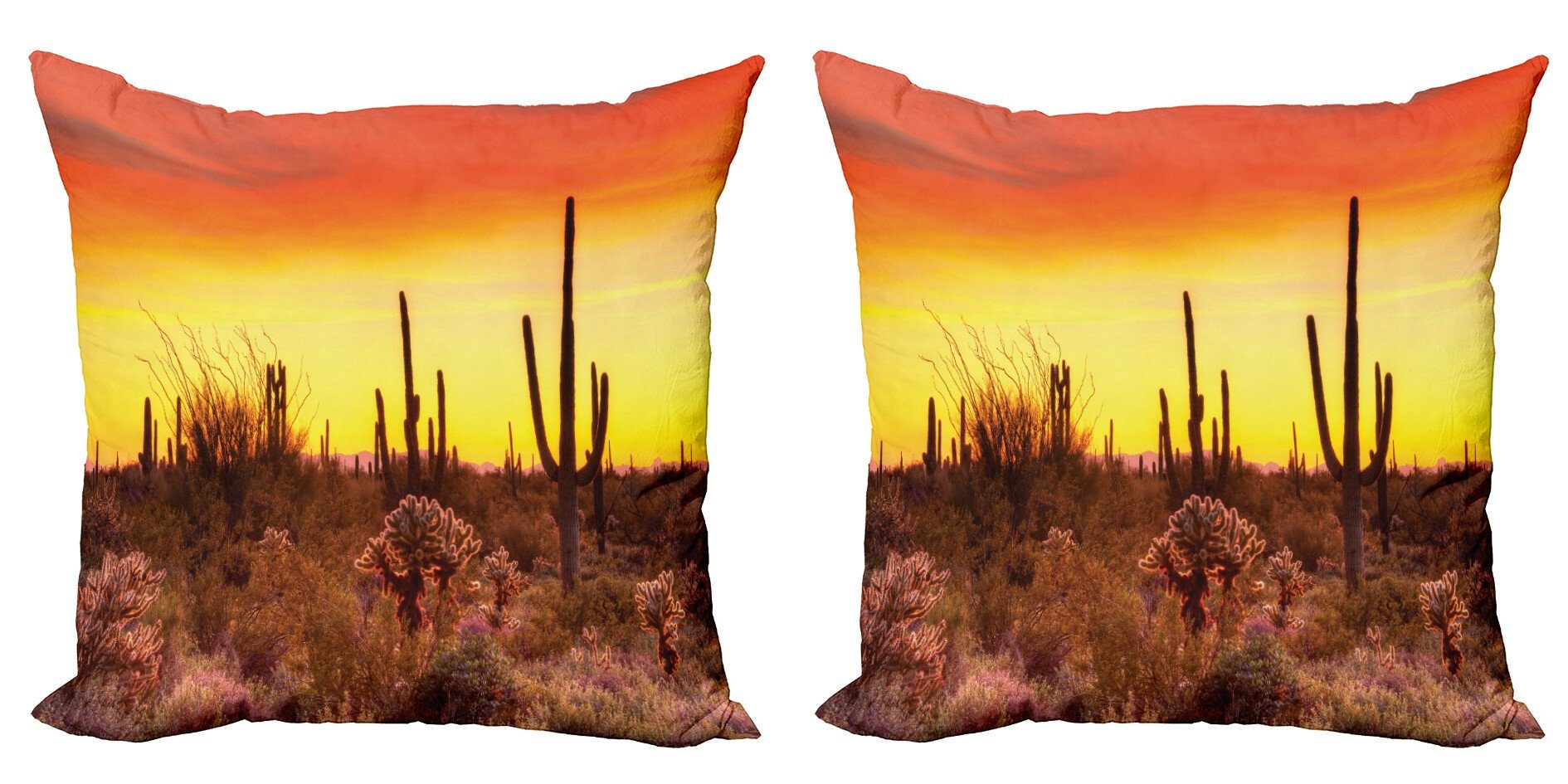 Kissenbezüge Modern Accent Doppelseitiger Digitaldruck, Abakuhaus (2 Stück), Saguaro Cactus und Weeds Land | Kissenbezüge