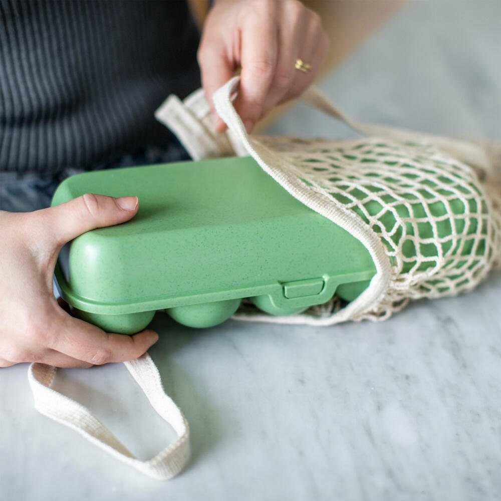 KOZIOL Eierkorb Eierbox Eggs To Go Nature Leaf Green, Kunststoff, für 10 Eier