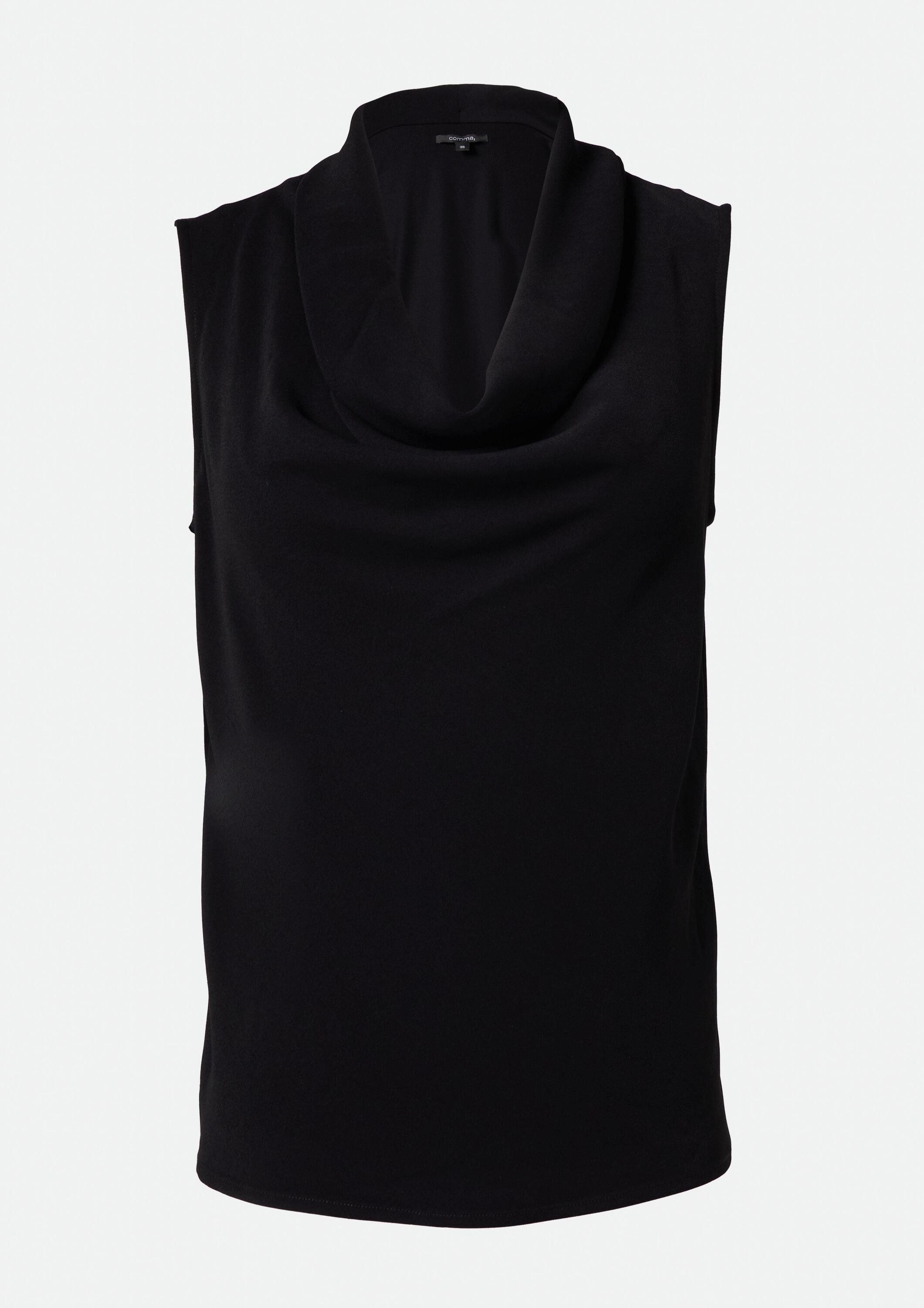 comma Muskelshirt T-Shirt Top mit Wasserfallkragen