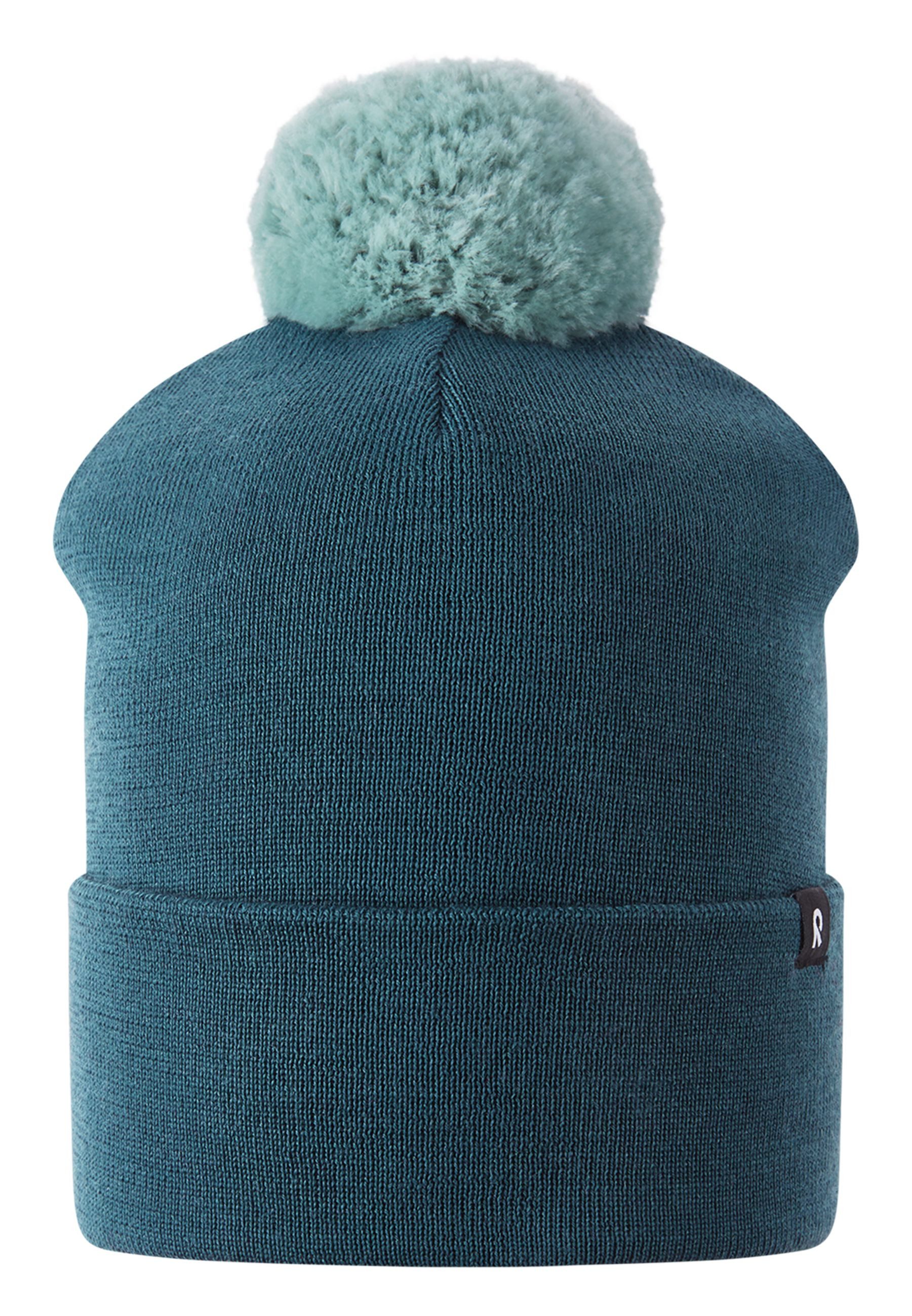reima Beanie OMASI Bommelmütze Weiche, warme Beanie aus einer Wollmischung, doppelt gestrickt