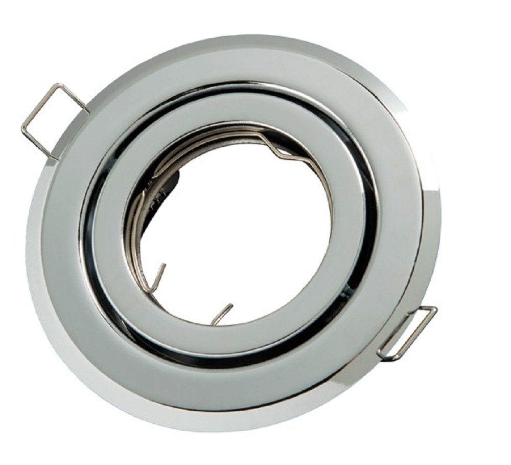 Fassung LED Rund GU10 Bohrloch Chrome GU10 Einbaurahmen inkl. Einbaustrahler Ø85mm LED-Line