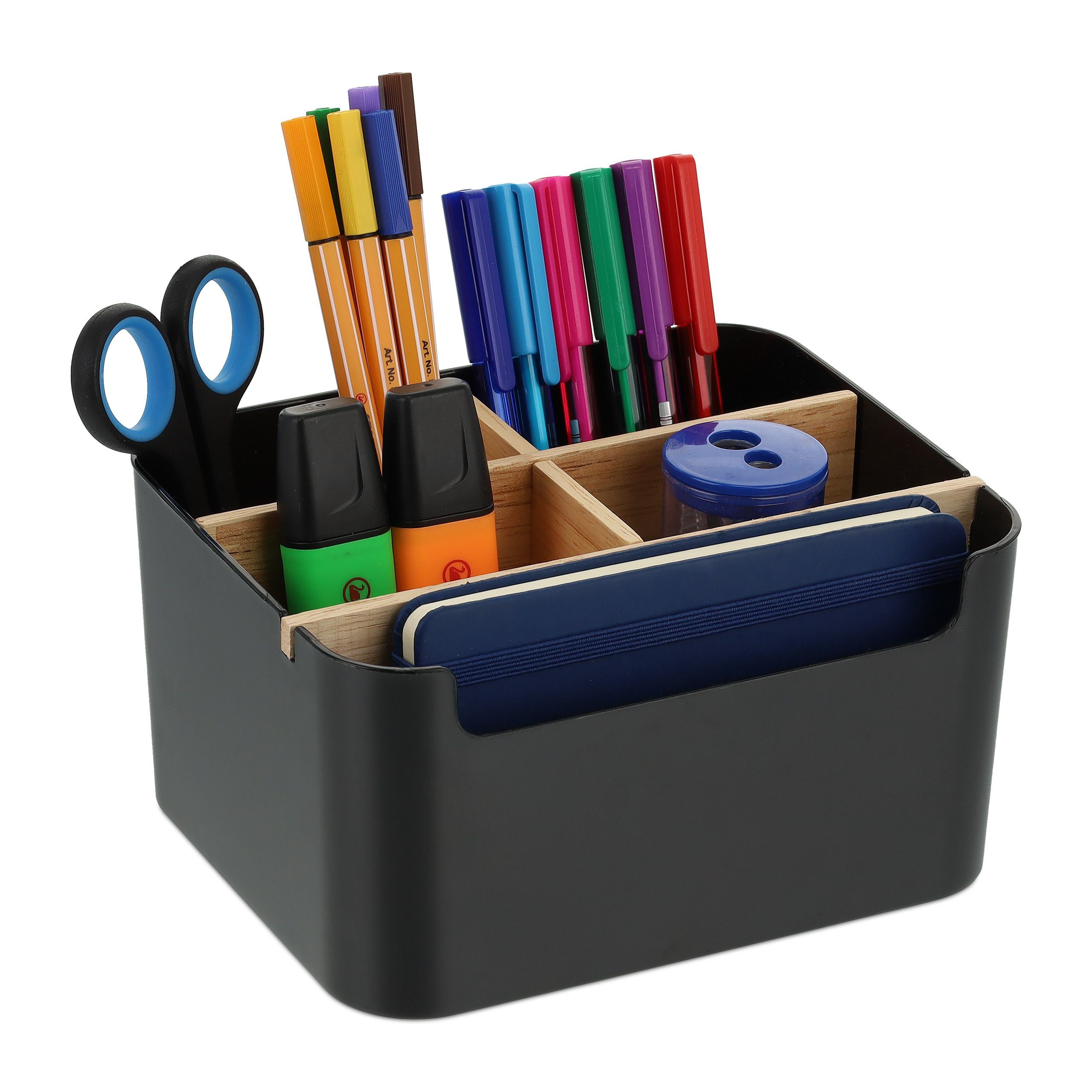relaxdays Organizer Schreibtisch Organizer mit 5 Fächern, schwarz