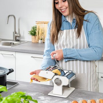 bremermann Nudelmaschine Nudelmaschine matt weiß/Edelstahl - für Spaghetti, Pasta und Lasagne