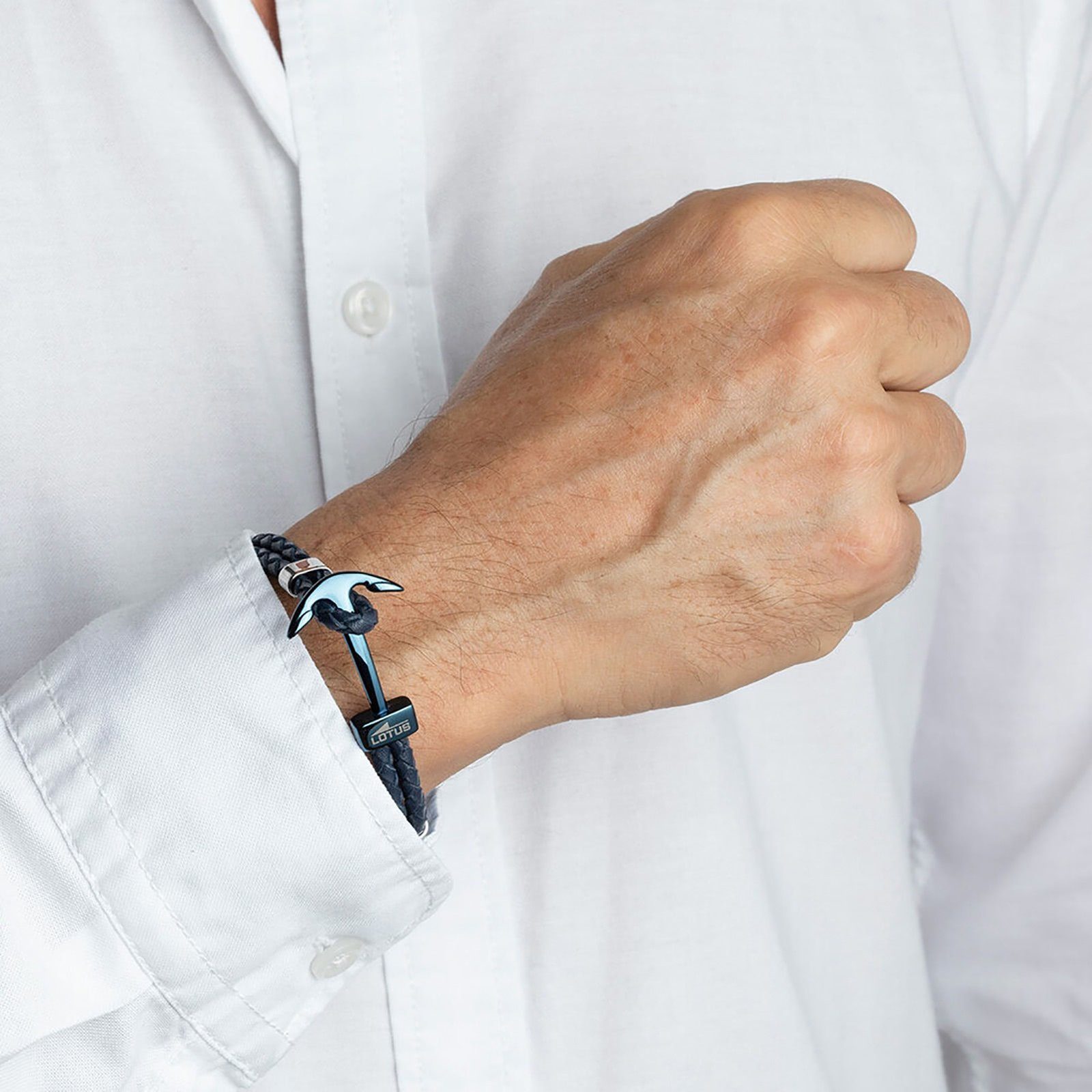 Edelstahl Armband aus für blau Lotus Steel), (Armband), Echtleder (Stainless Style Armband Lotus Urban Herren Anker Style