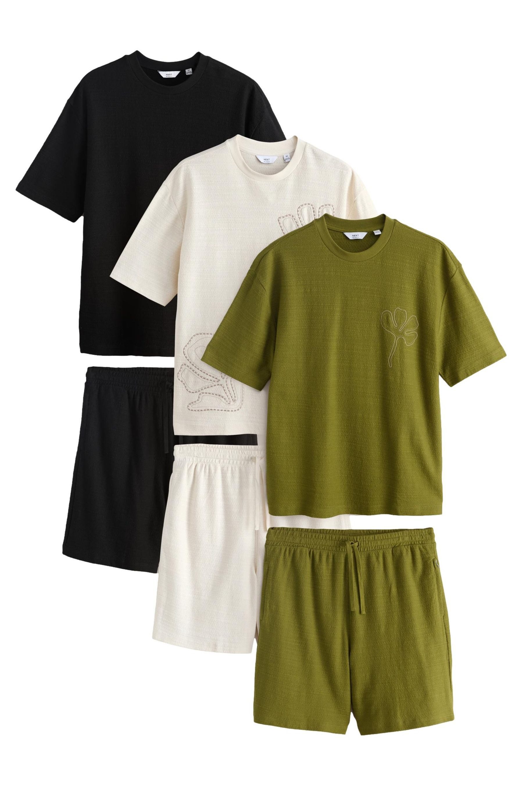 Next Freizeitanzug Co-Ord T-Shirt und Shorts im Set, 3er-Pack (6-tlg)