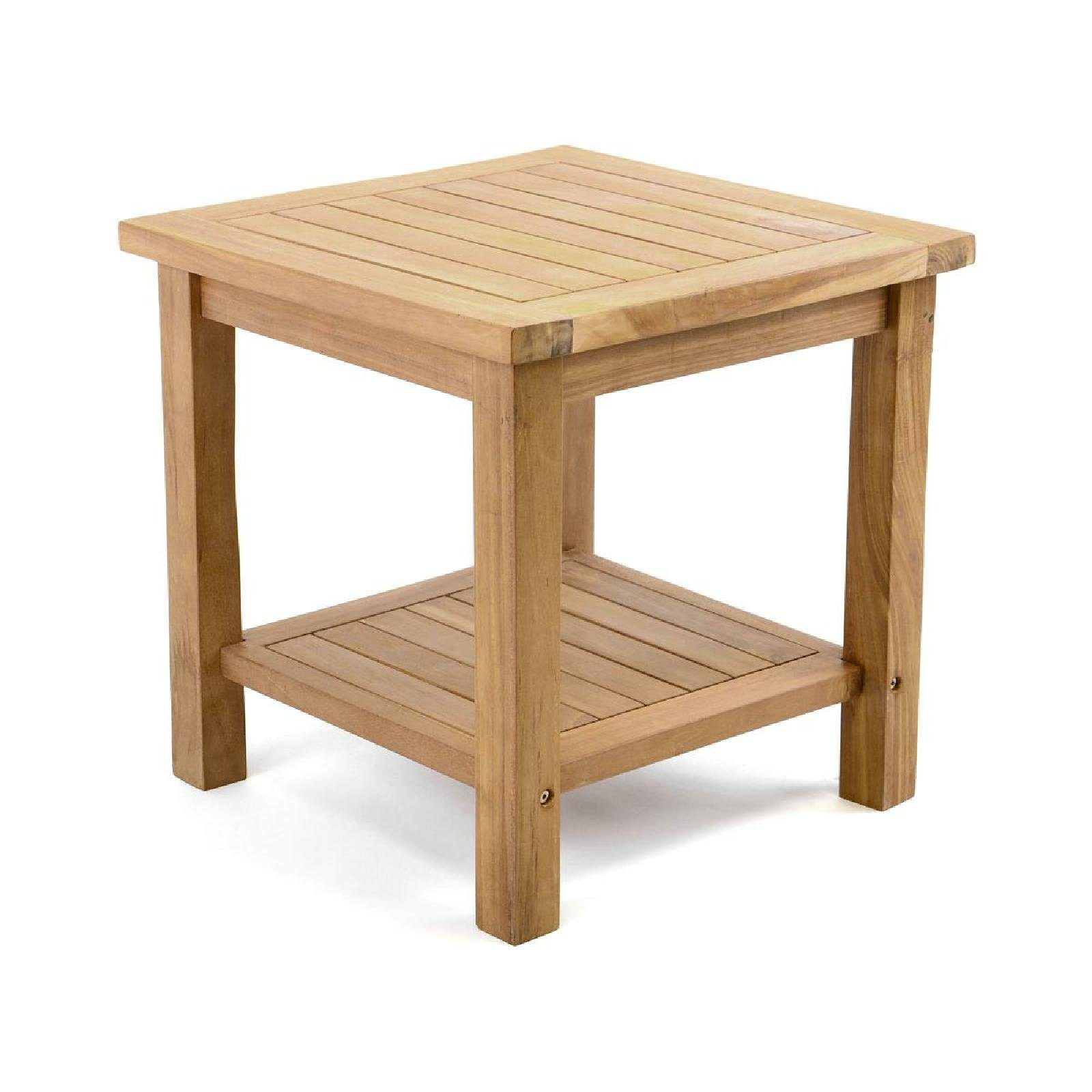 VCM Gartentisch Balkontisch Teakholz H. 50 x B. 50 x T. 50 cm, Blumenhocker, Beistelltisch