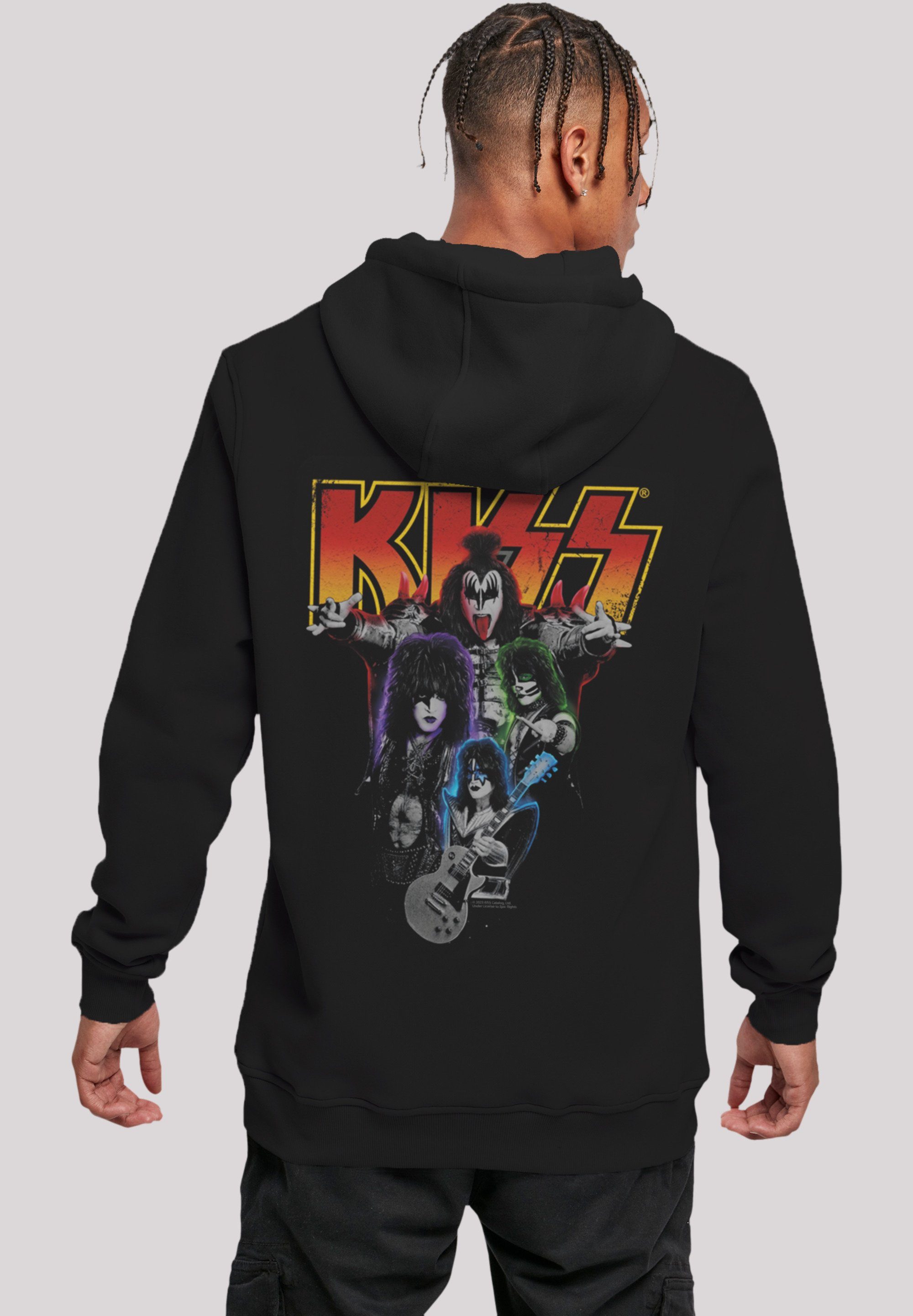 F4NT4STIC Hoodie Kiss Rock Music Band Neon Band Premium Qualität, Band, Logo schwarz