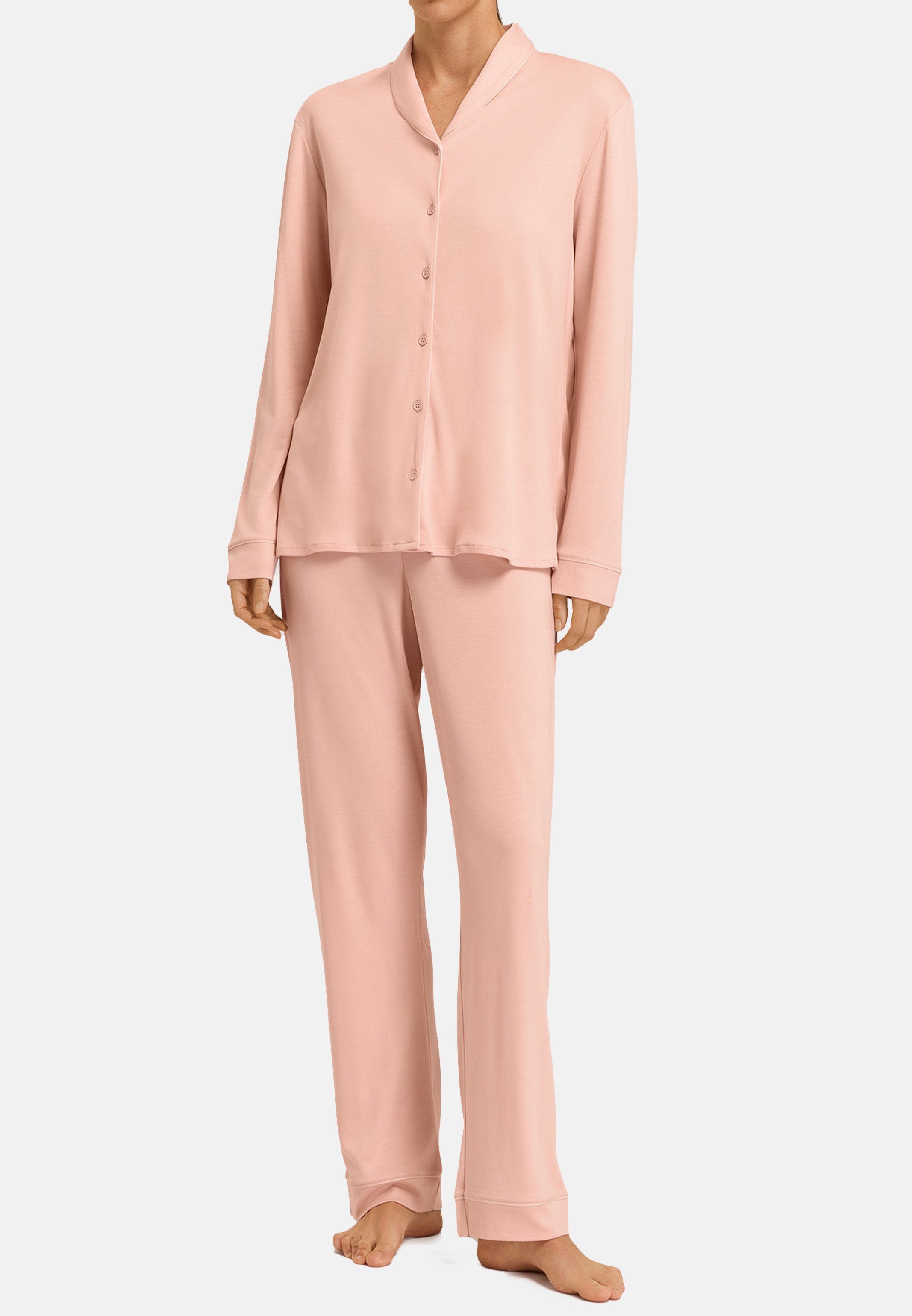 Hanro Pyjama Natural Comfort (Set, 2 tlg) Pyjama - Im klassischem Design, Schlafanzüge zum selber mixen blush