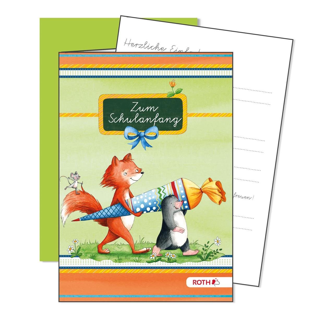 Roth Schultüte Roth Einladungskarte 11,3x16,2cm, 5er Blister
